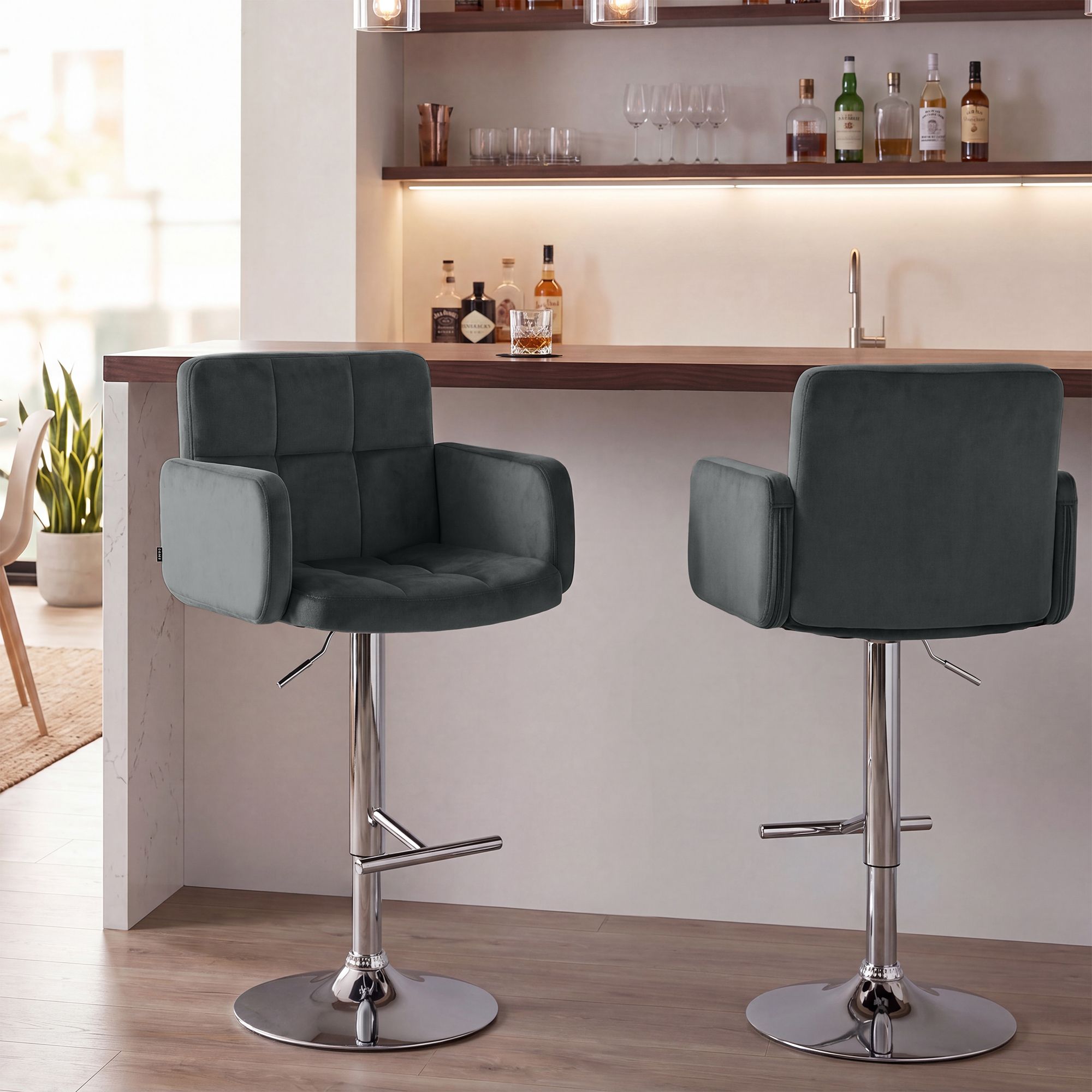 Set med 2 barstolar Los Angeles sammet