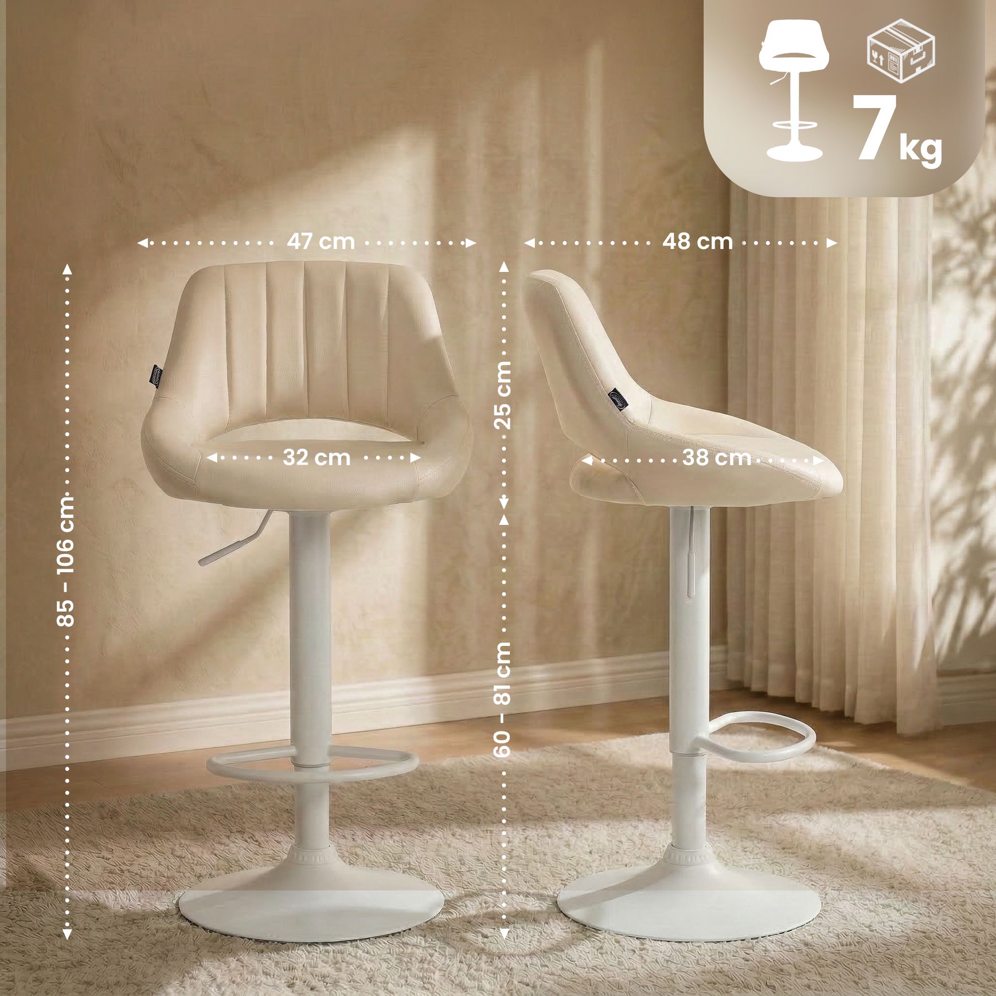 2-pack barstolar Milet i konstlader
