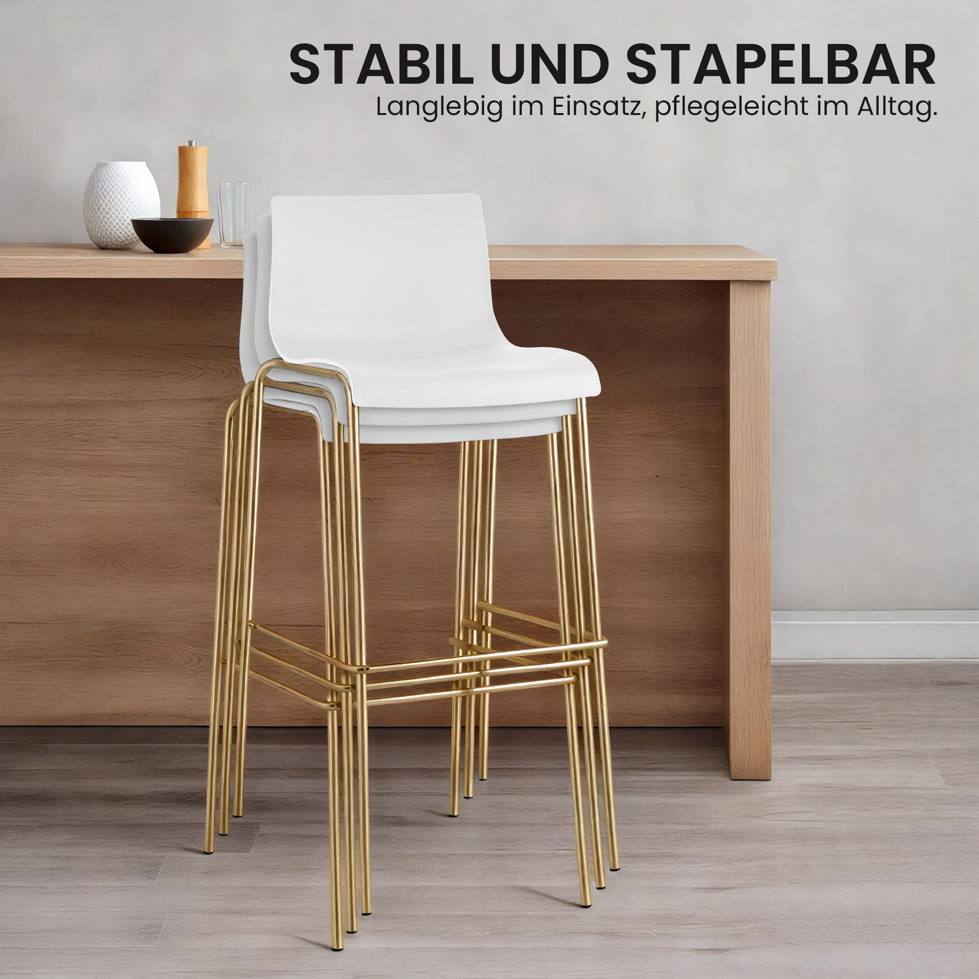 2-pack barstolar Hover i plast med fyrbensställ i guld