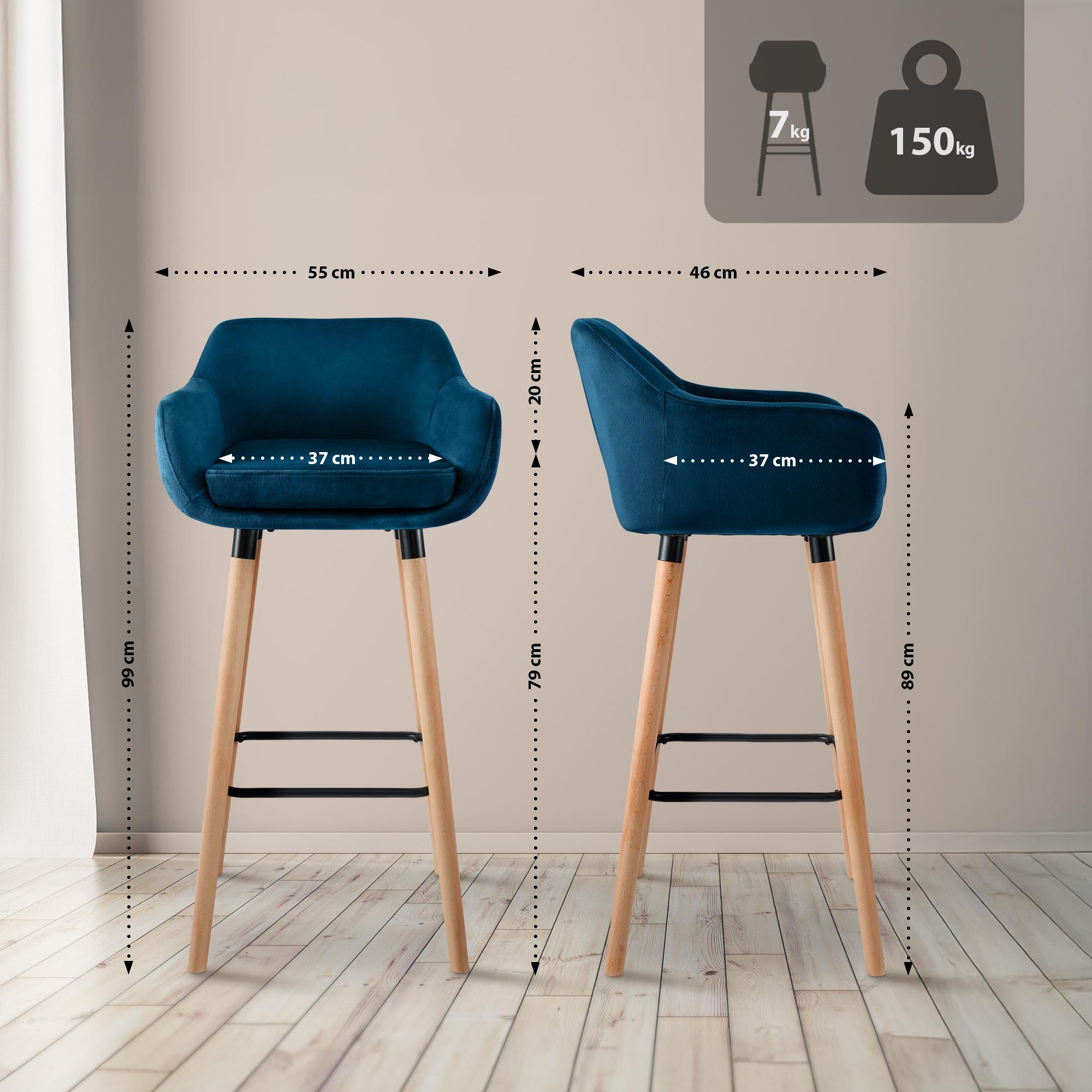 2-pack barstolar Grant sammet
