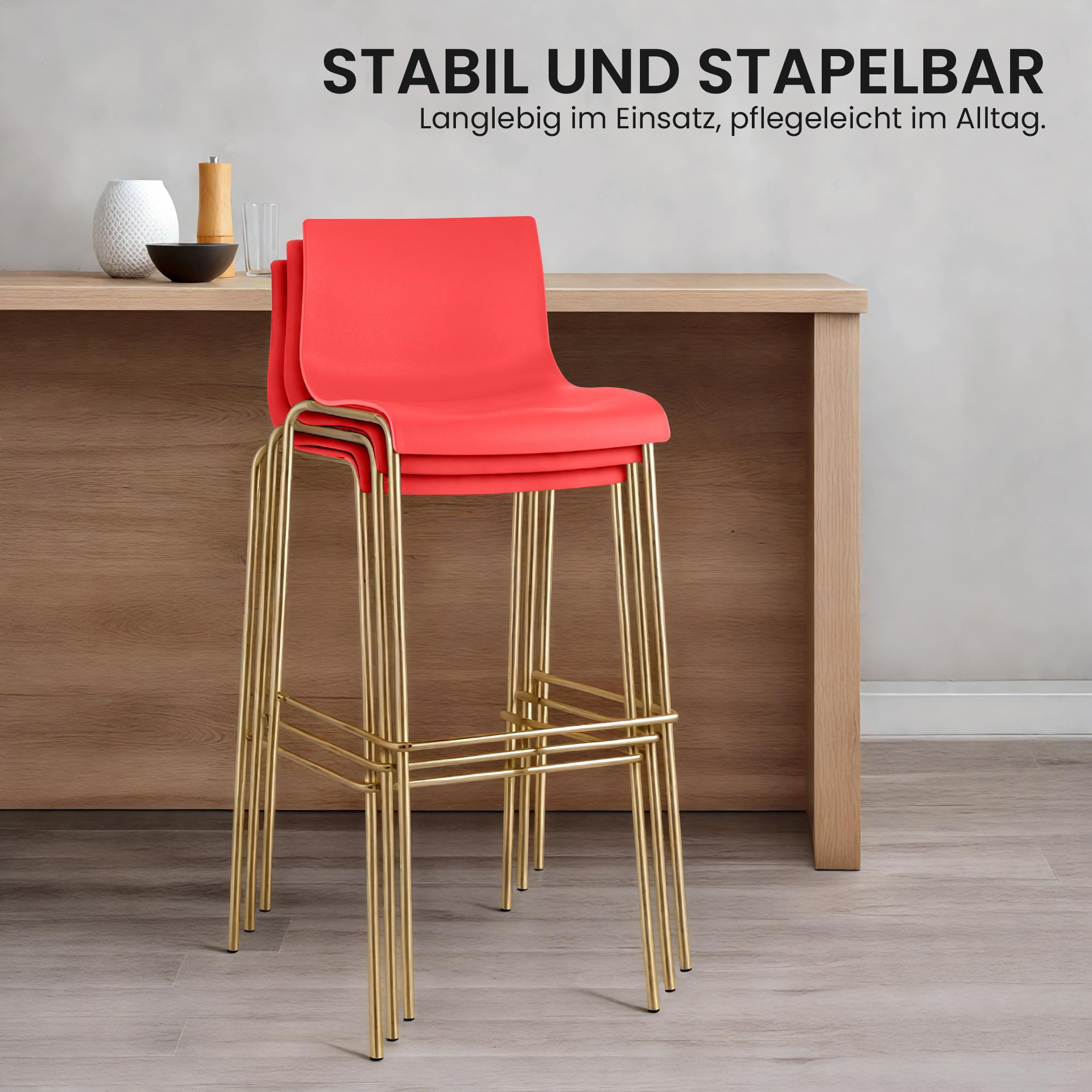 2-pack barstolar Hover i plast med fyrbensställ i guld