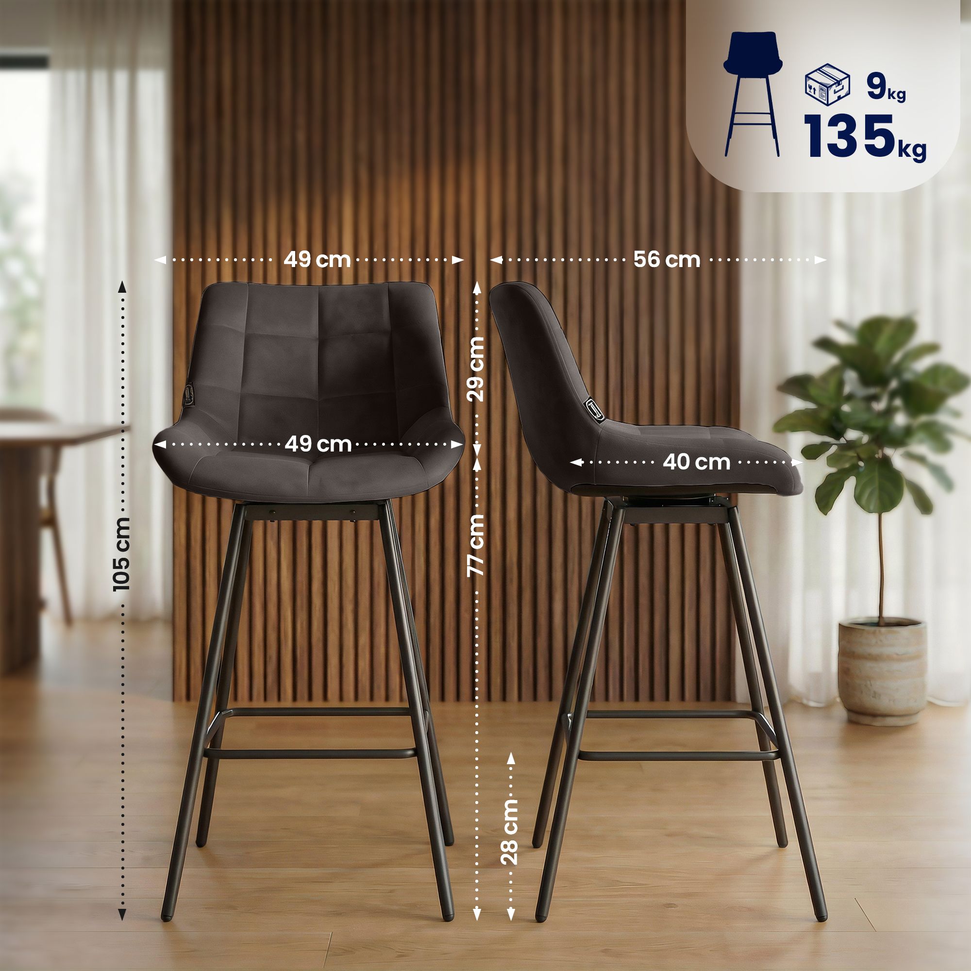 4-pack barstolar Weston med snurrfunktion