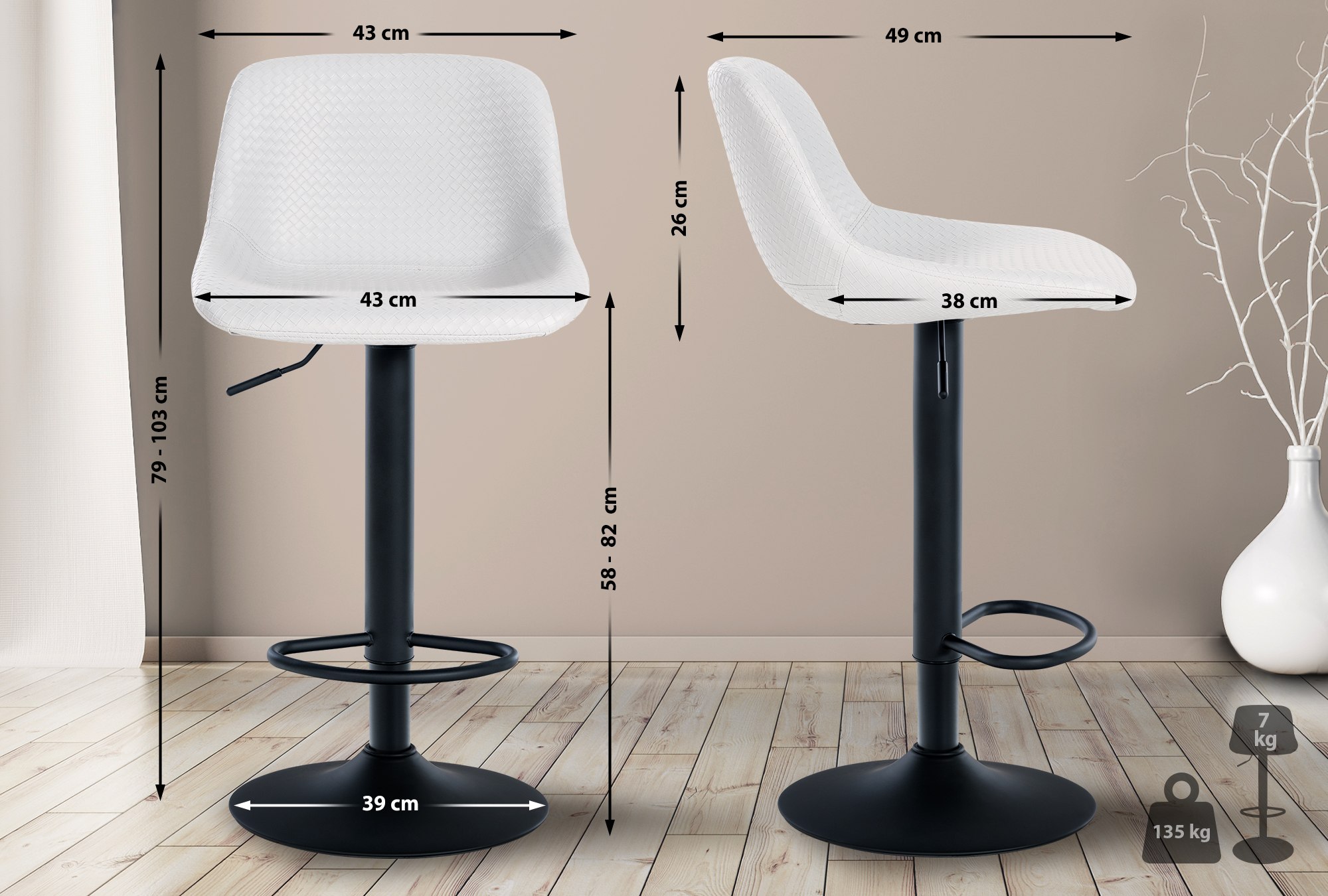 Uppsättning med 2 barstolar Loft