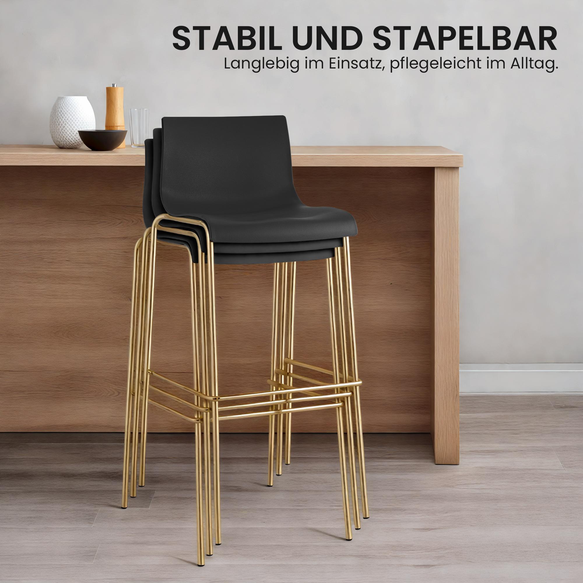 2-pack barstolar Hover i plast med fyrbensställ i guld