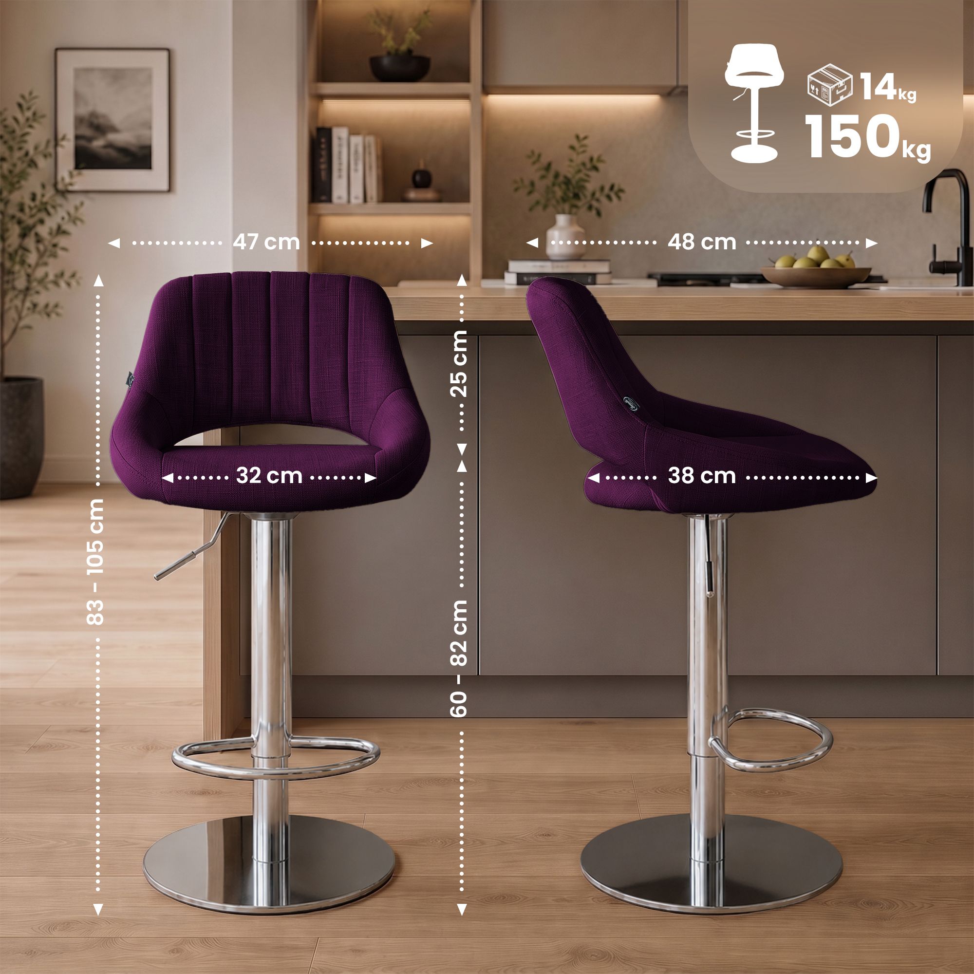 Barstol Milet med stabilt stativ i krom?
