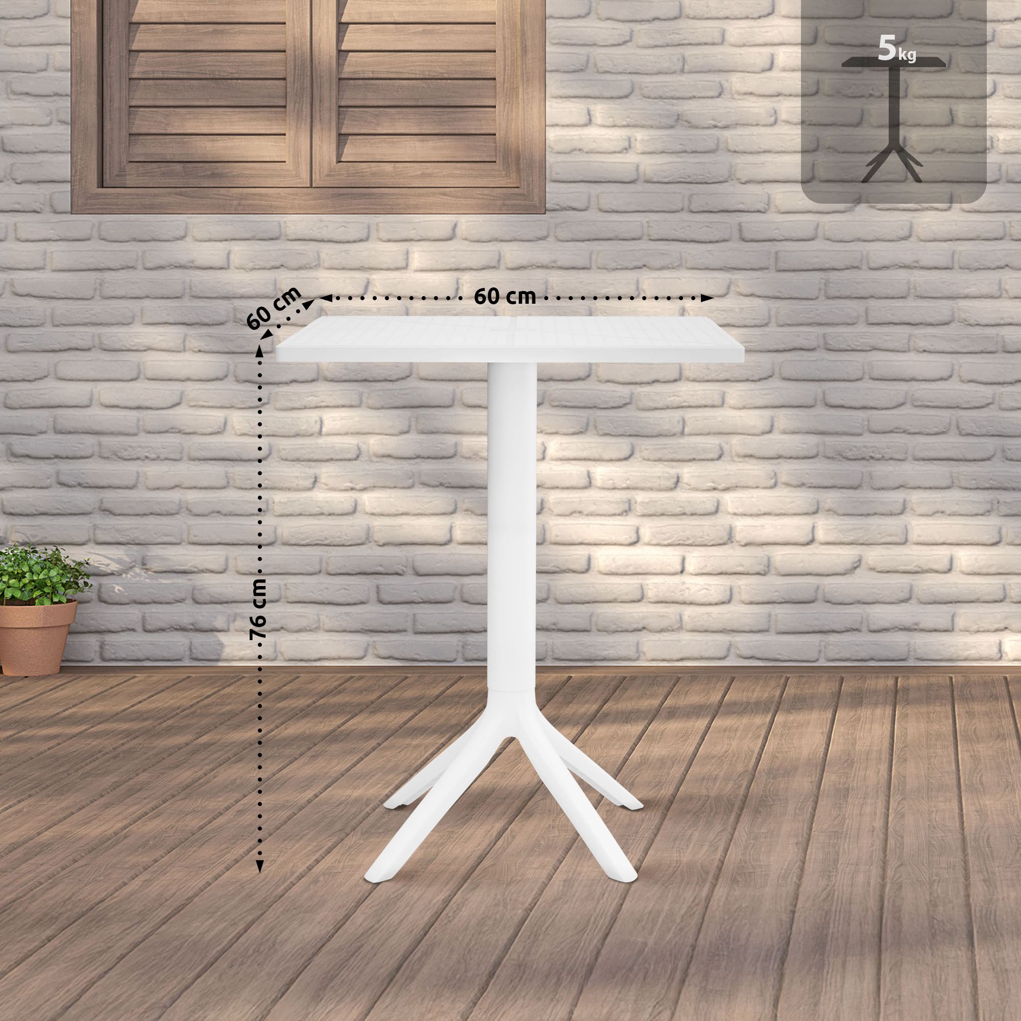 Trädgårdsbord Nuvela 60 x 60 cm ? Väderbeständig, UV-resistent, lättskött