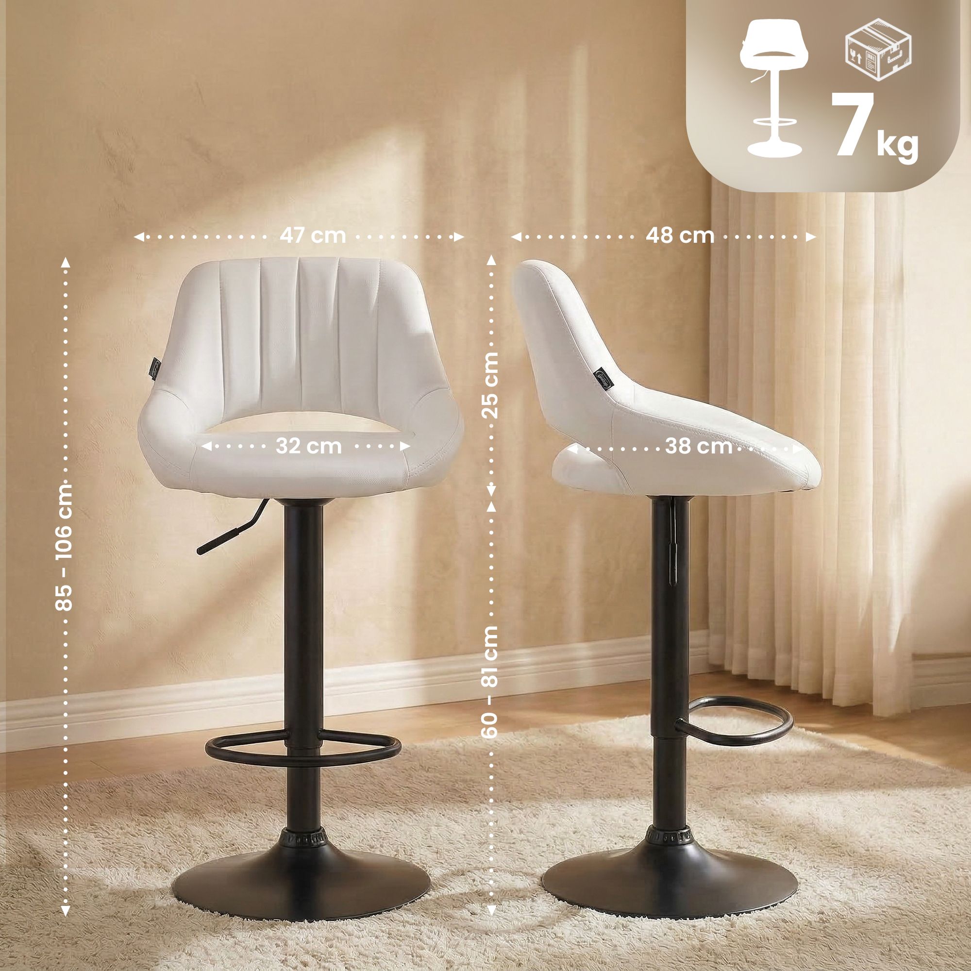2-pack barstolar Milet i konstlader