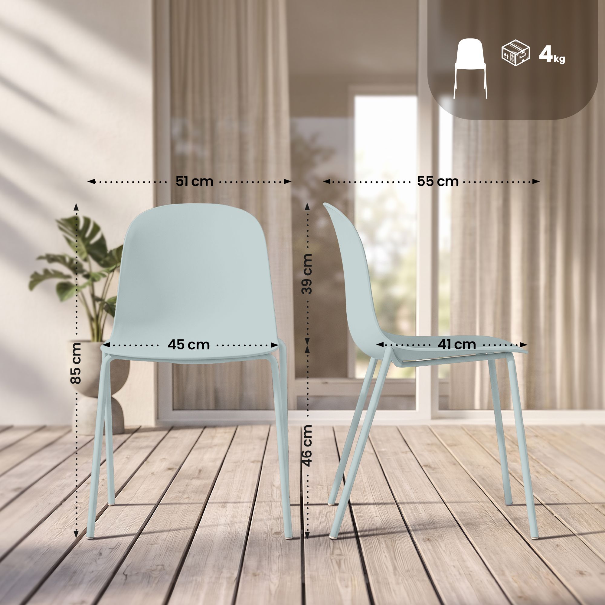 2-pack stapelbara stolar Hardin