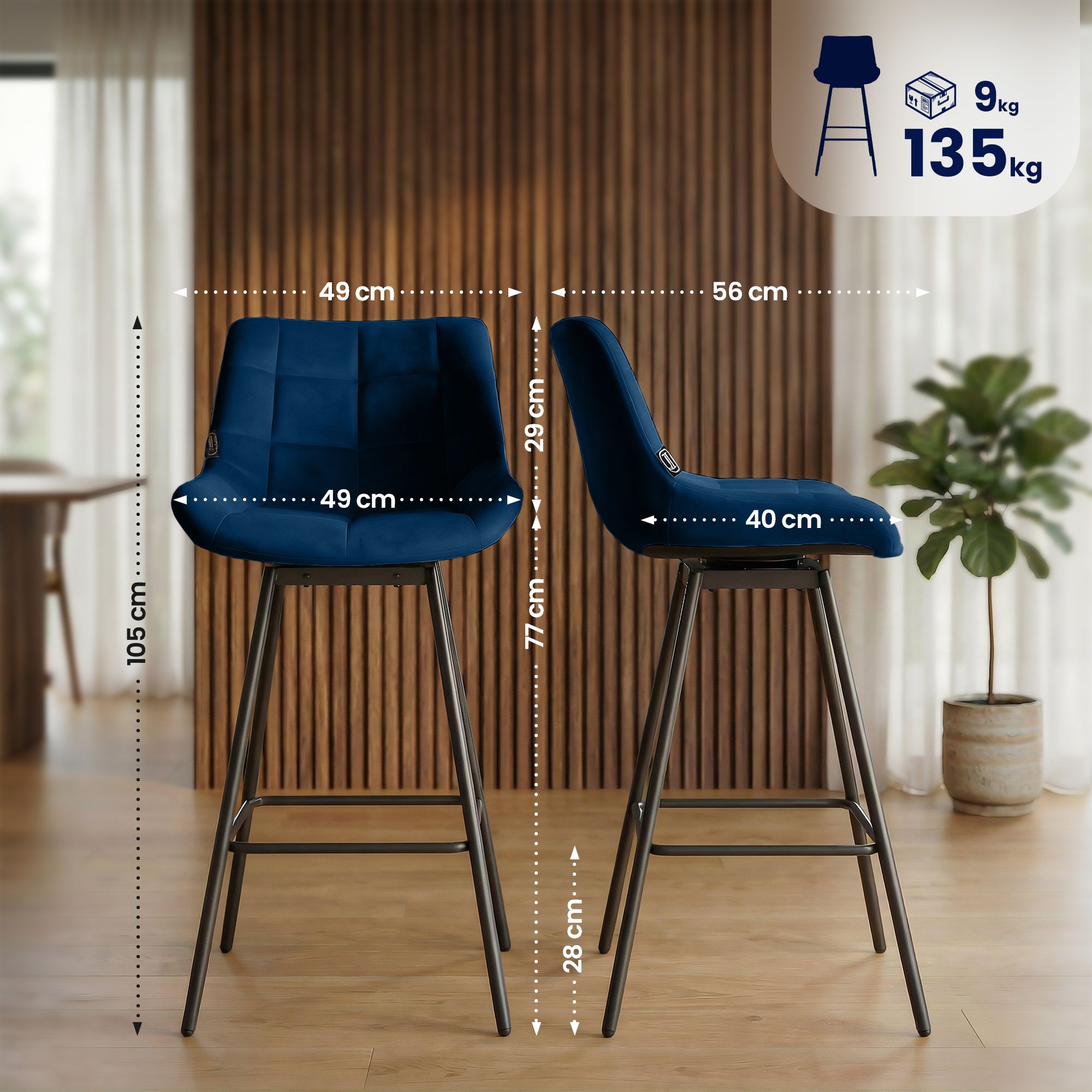4-pack barstolar Weston med snurrfunktion