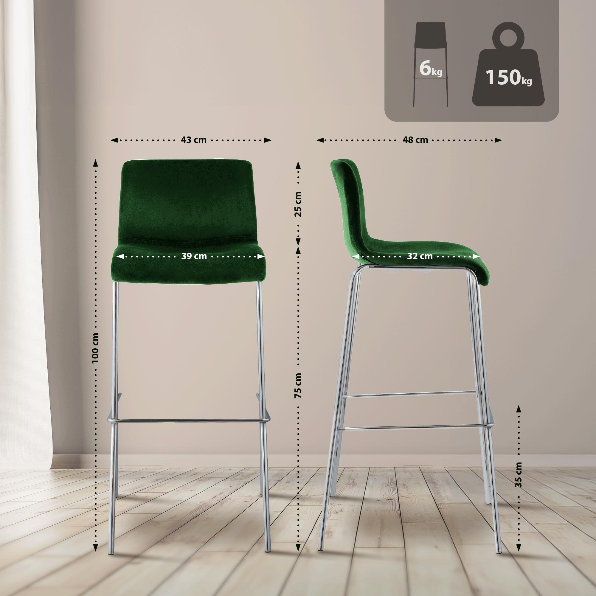 Barstol Hover Sammet Fyrbensstativ Krom