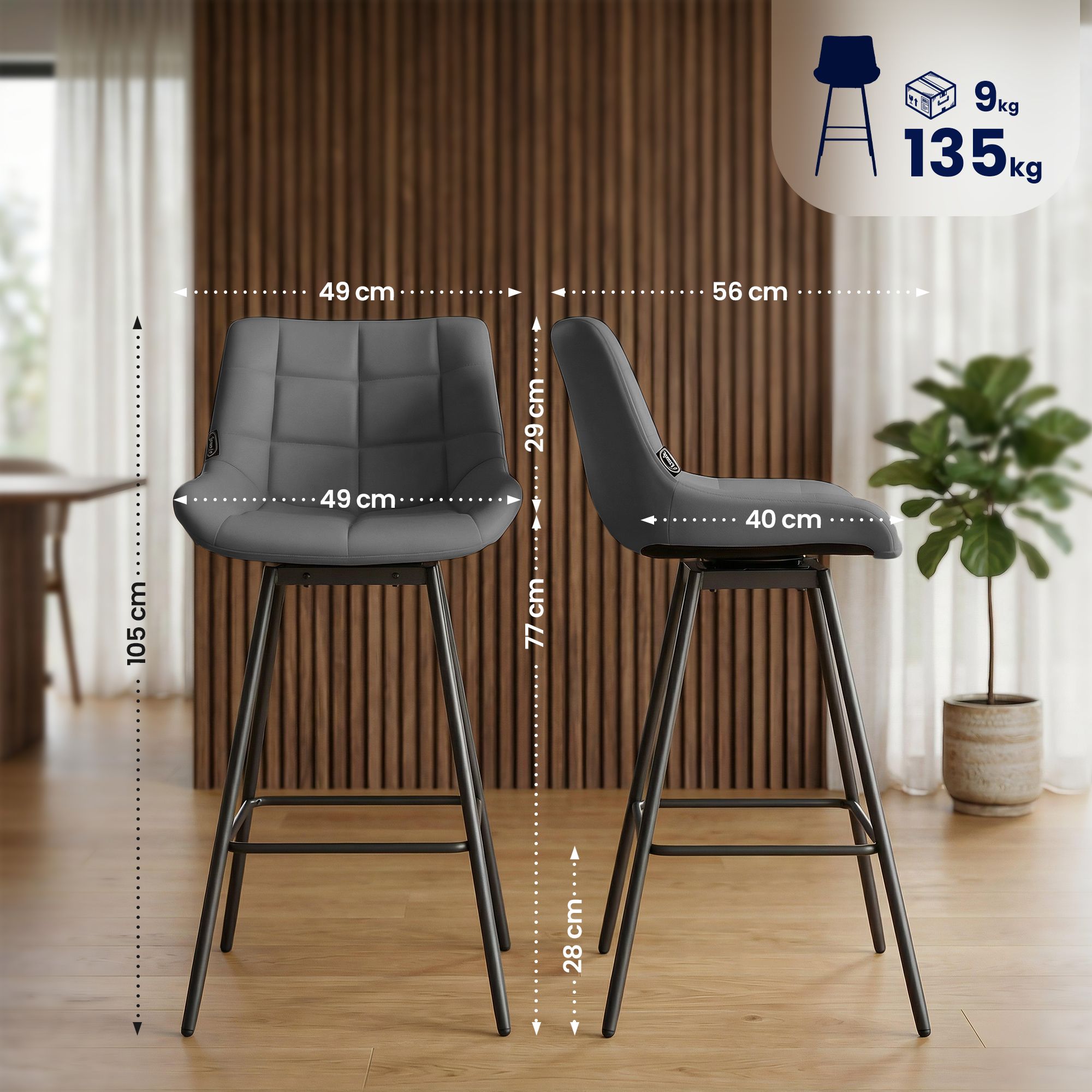 4-pack barstolar Weston med snurrfunktion