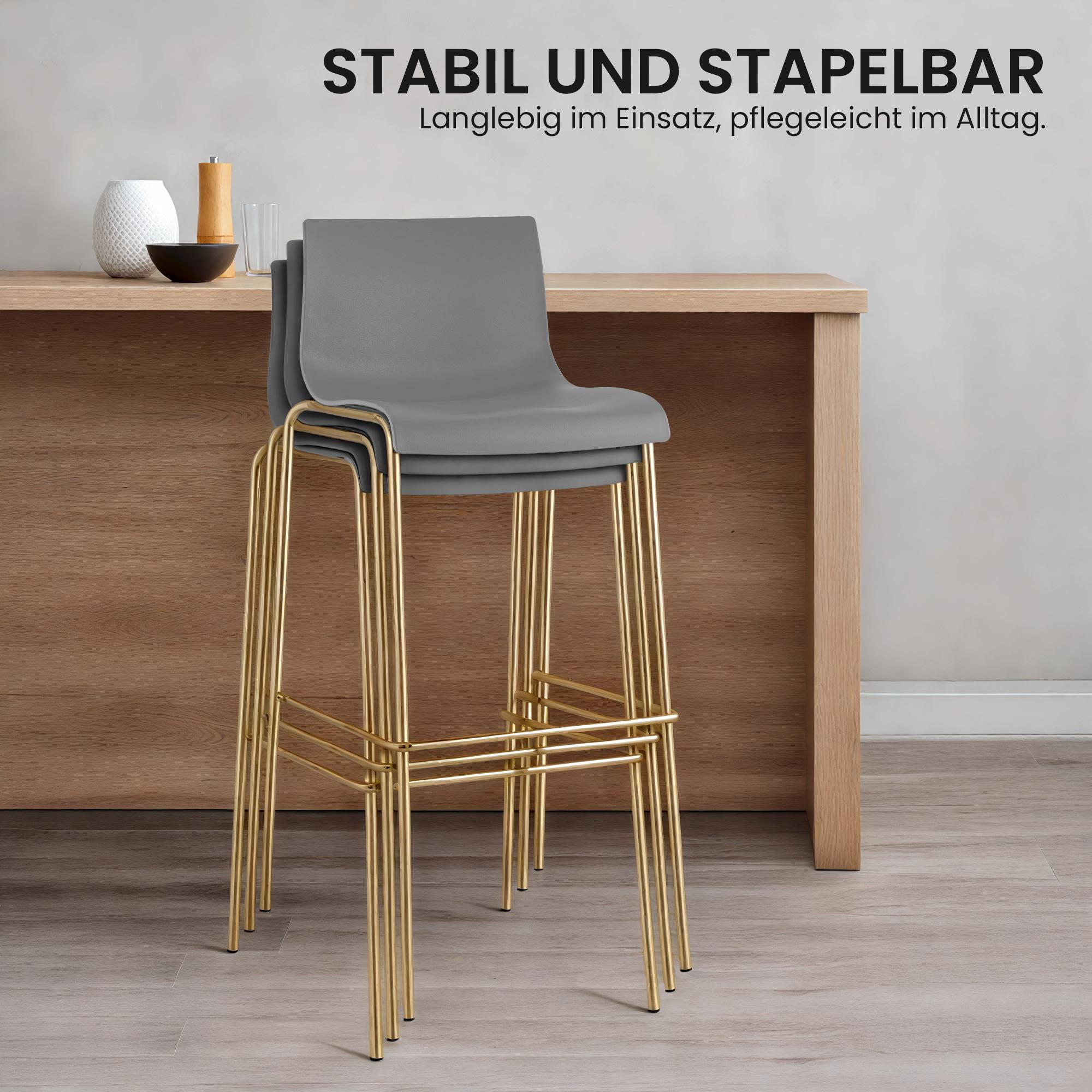 2-pack barstolar Hover i plast med fyrbensställ i guld