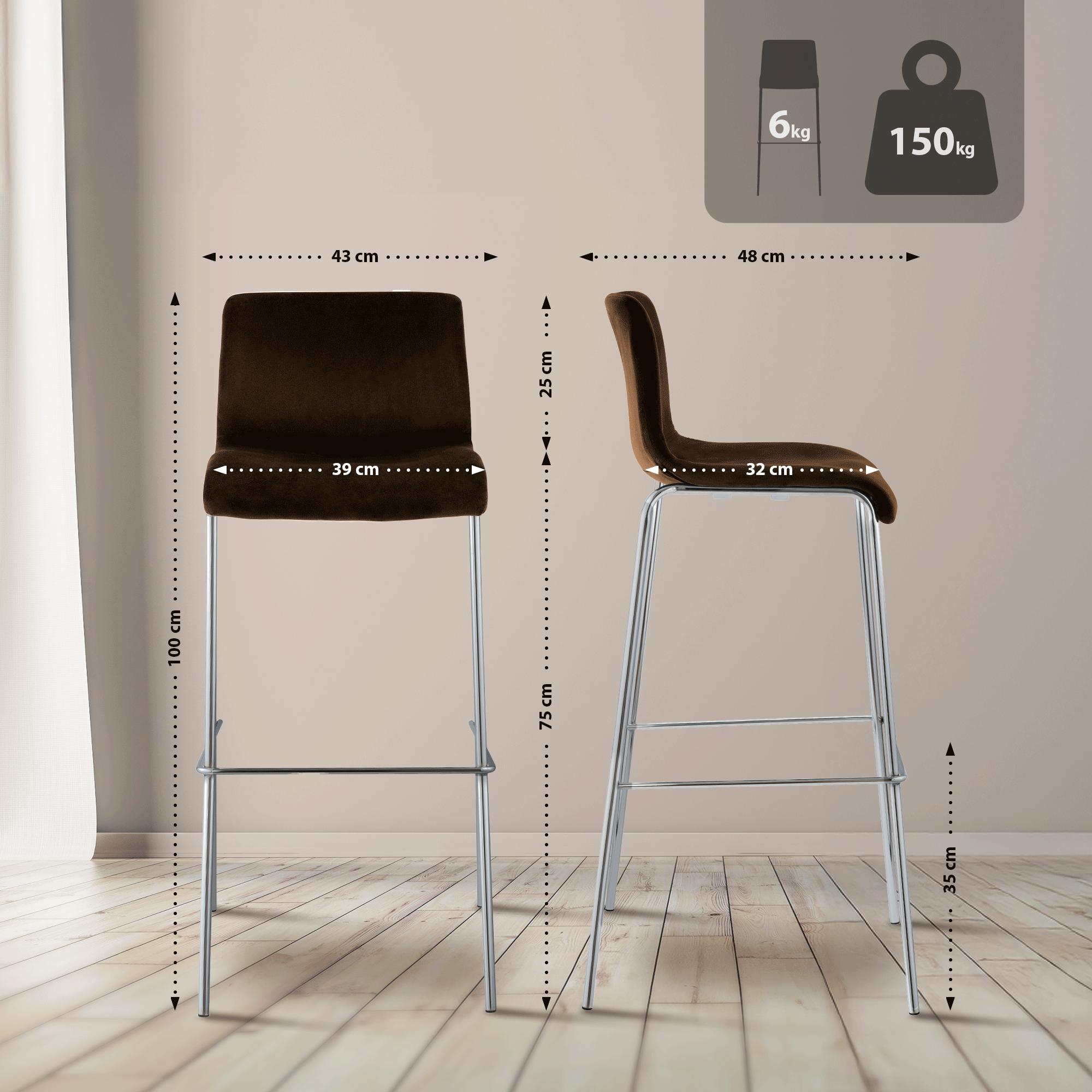 Barstol Hover Sammet Fyrbensstativ Krom