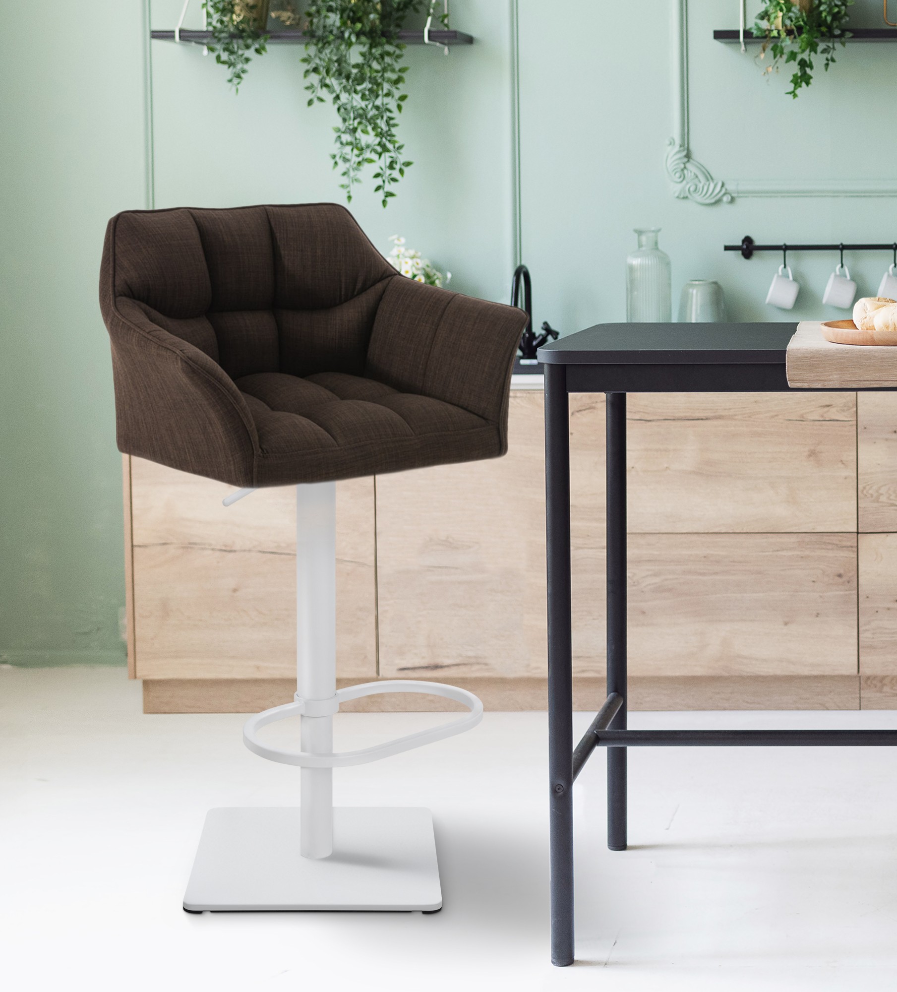 2-pack barstolar Damaso med tygkladslel