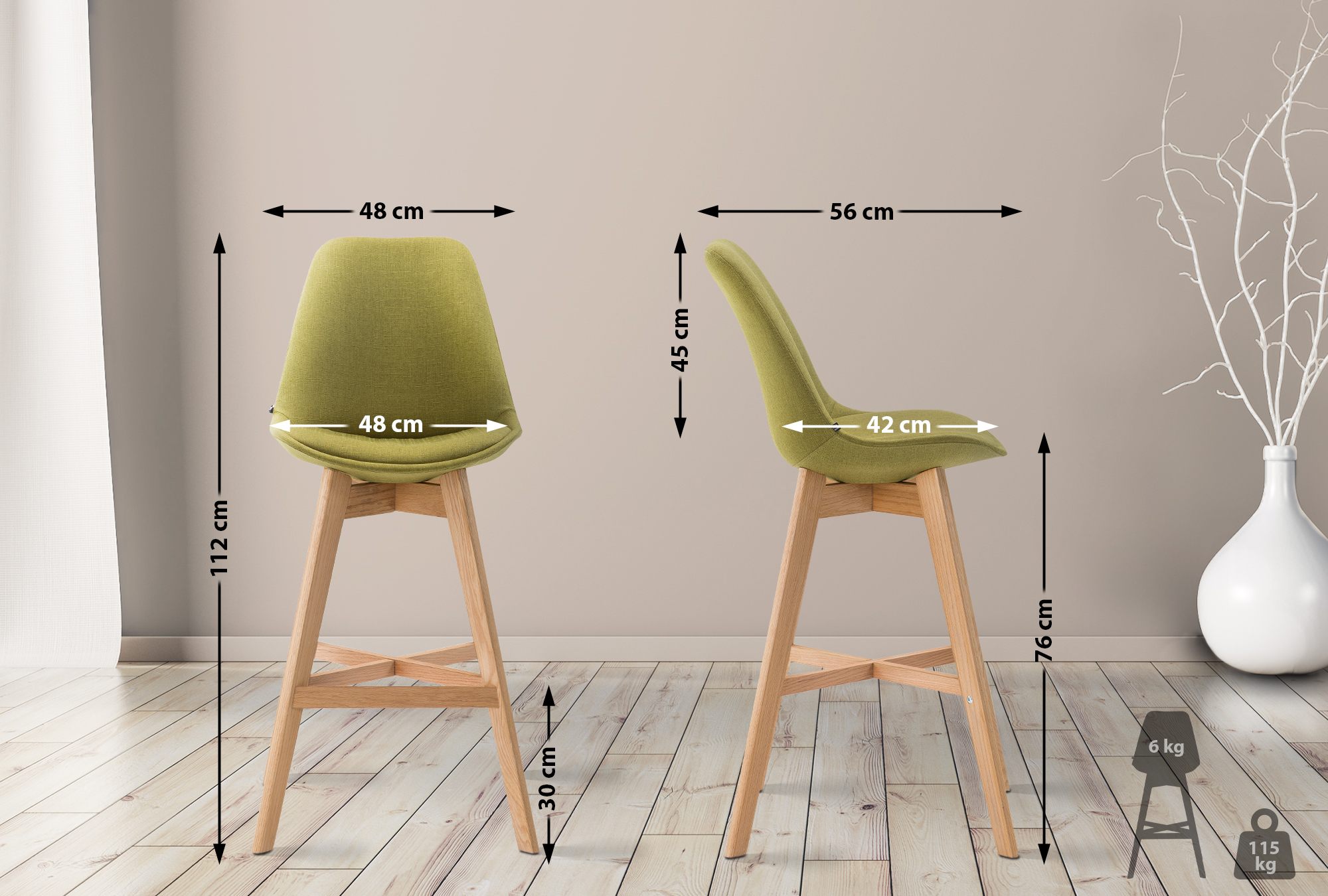 2-pack Barstol Cannes Tyg