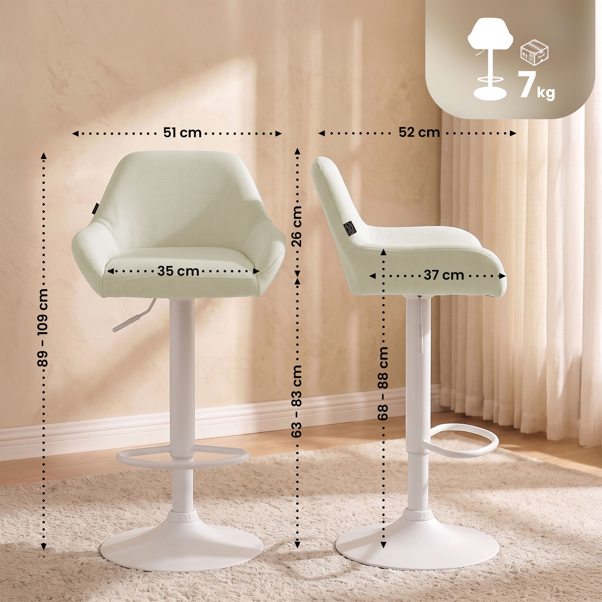 2-pack barstolar Braga tyg