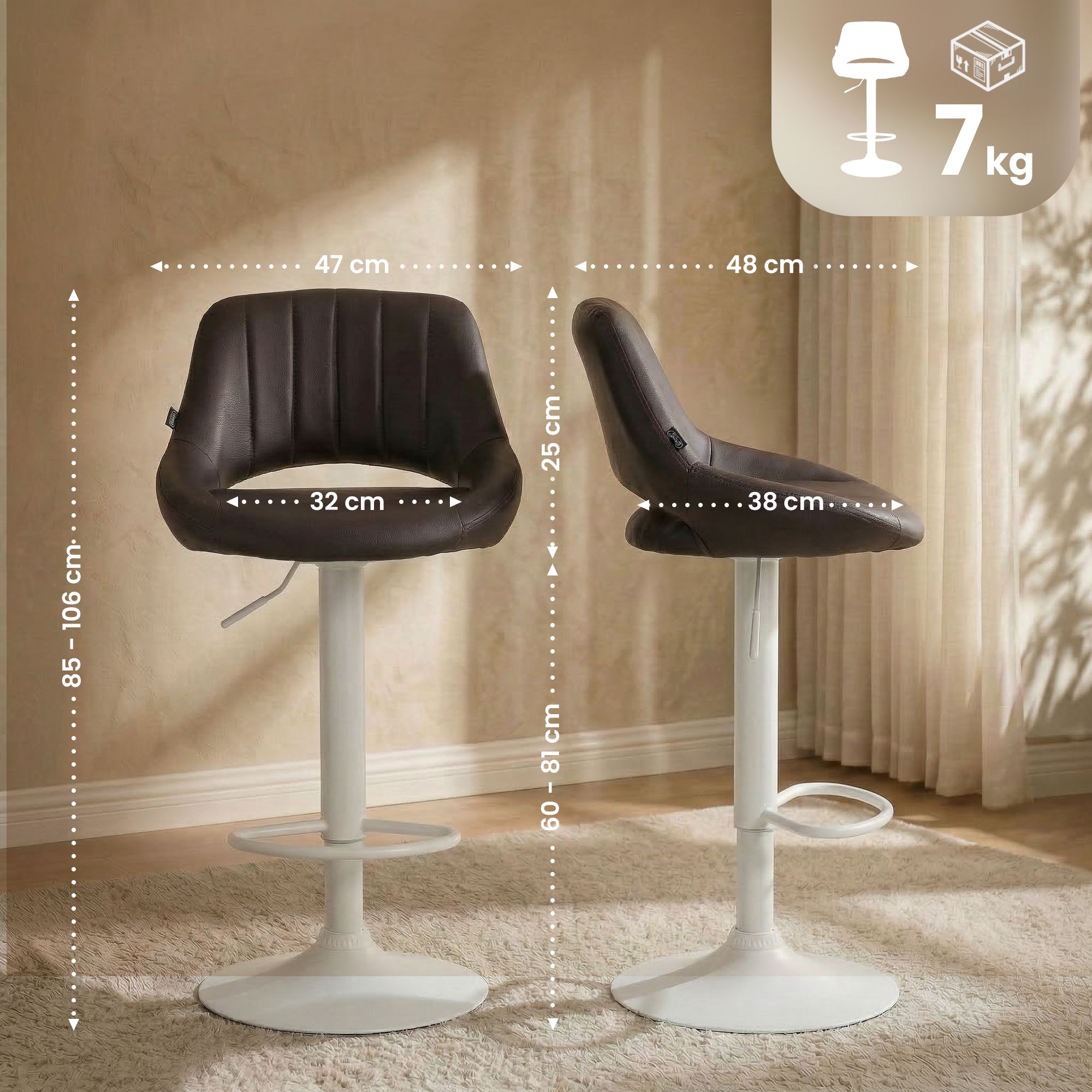 2-pack barstolar Milet i konstlader