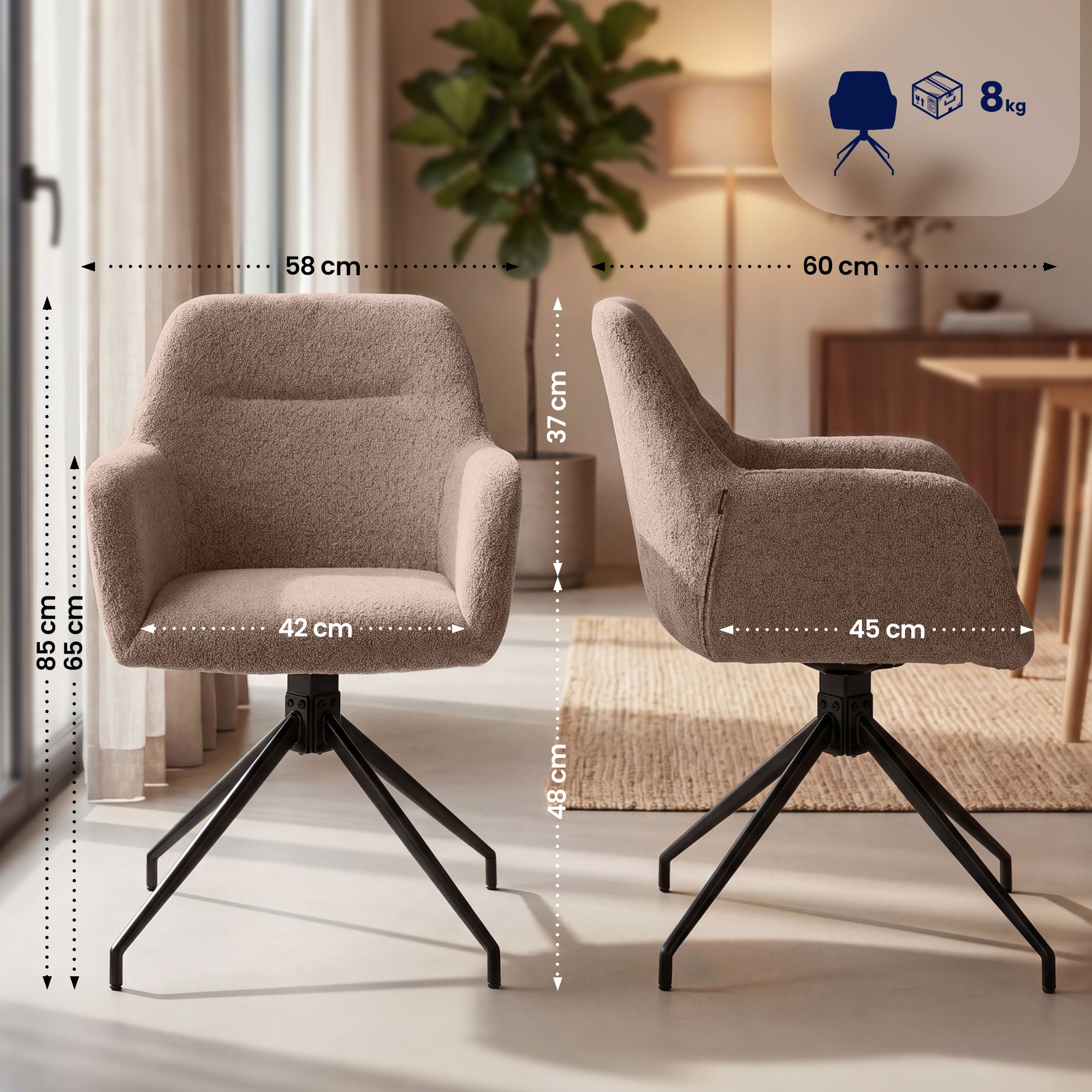 2-pack Matstolar Merlinda i Teddytyg