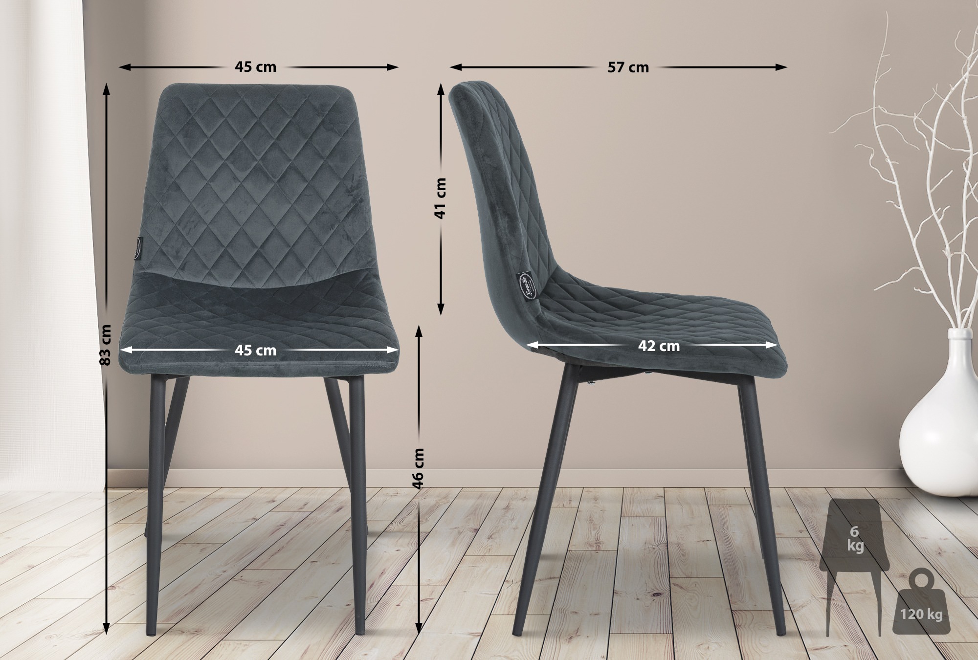Uppsättning med 4 stolar Telde Velvet