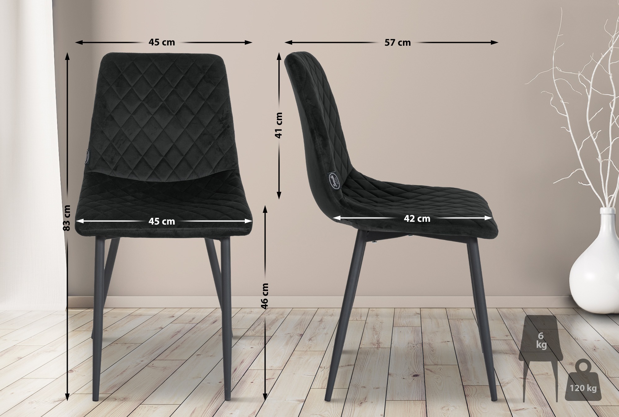Uppsättning med 4 stolar Telde Velvet