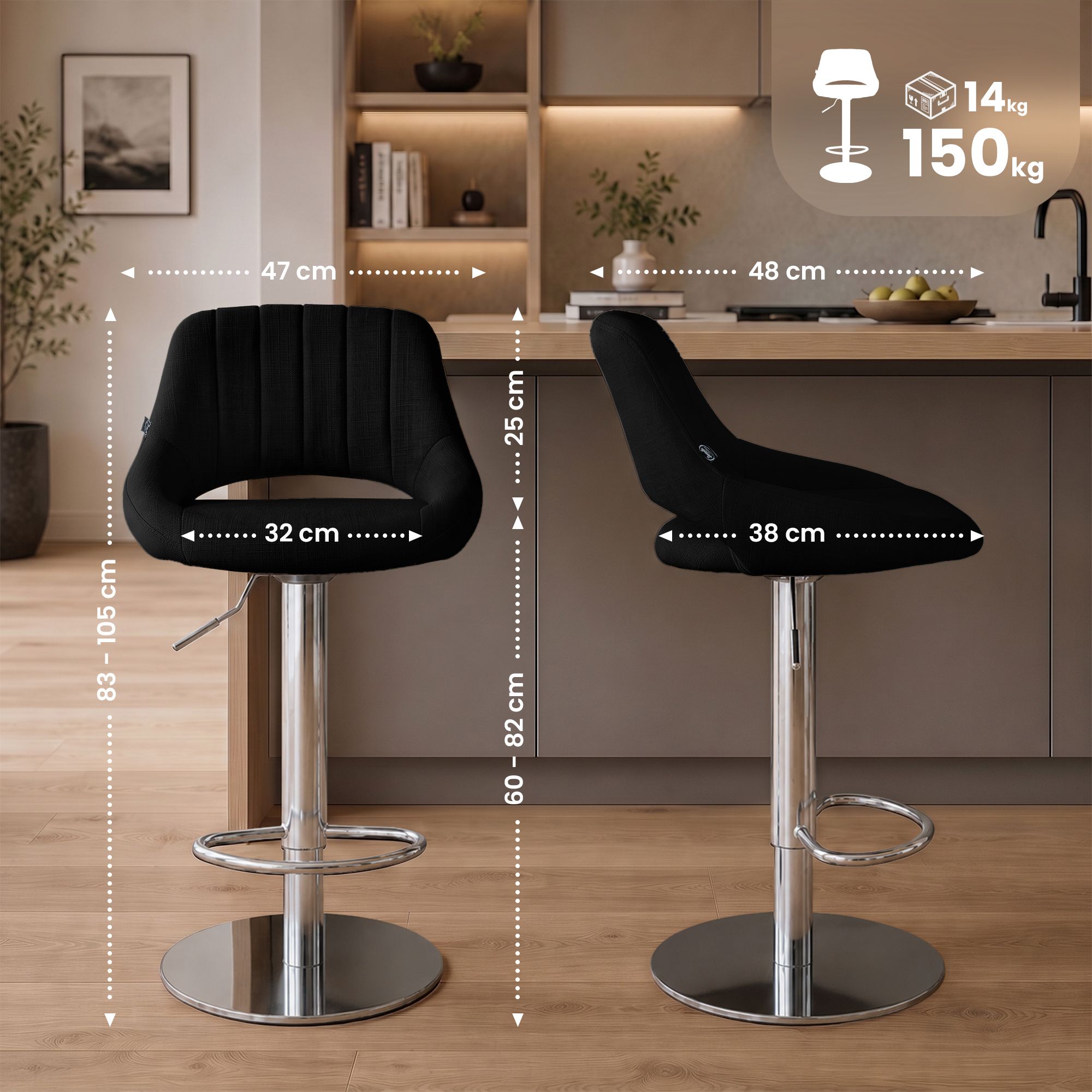 Barstol Milet med stabilt stativ i krom?