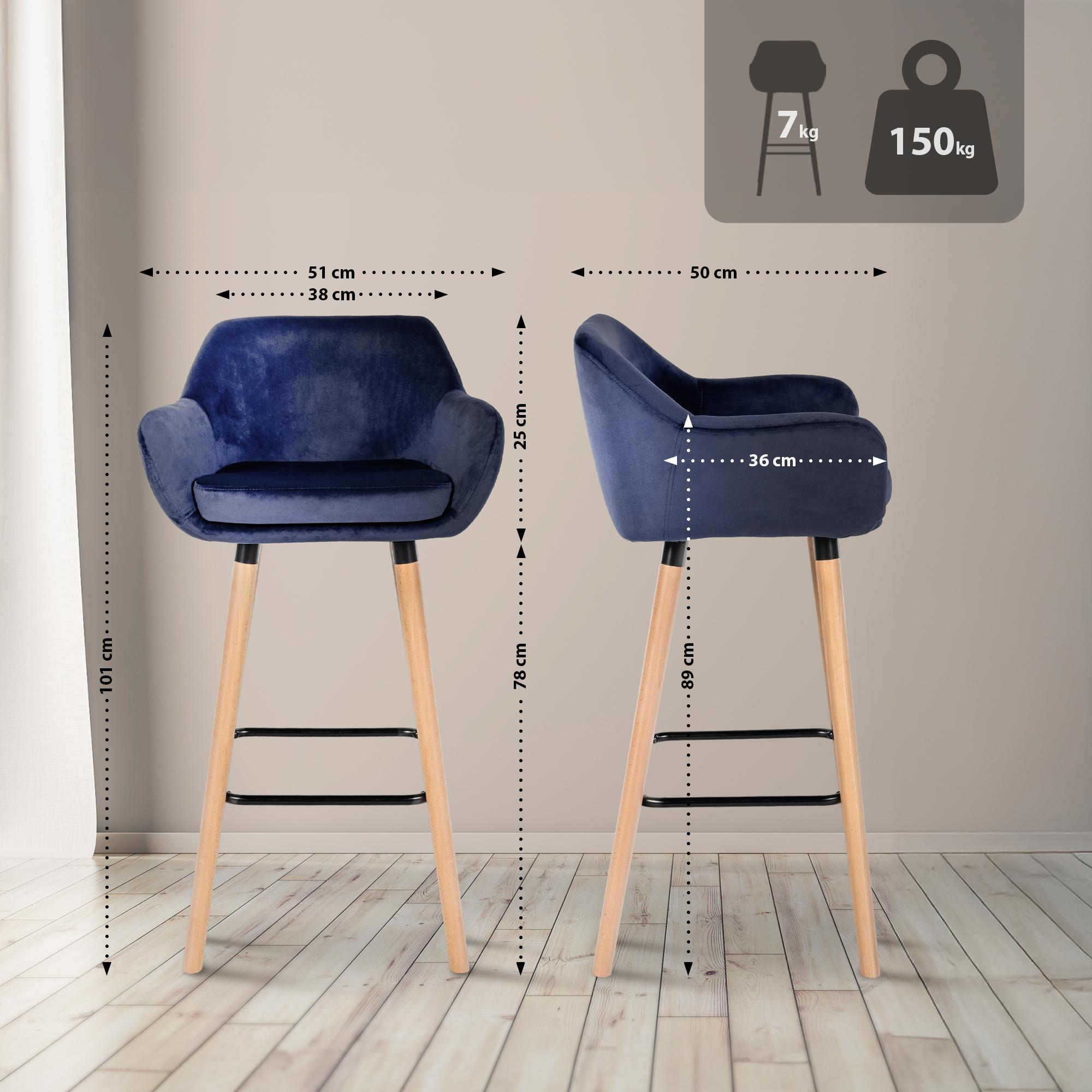 2-pack barstolar Grant sammet