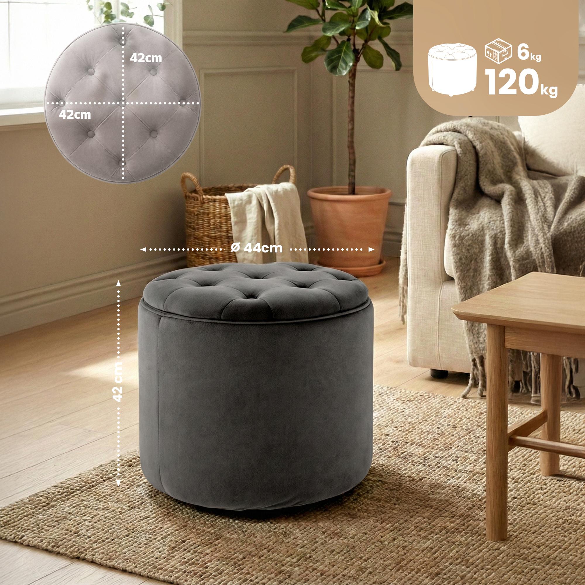 Sittpall Pantin i sammet &ndash; Stilren och bekväm extra sittplats, perfekt för vardagsrum och sovrum