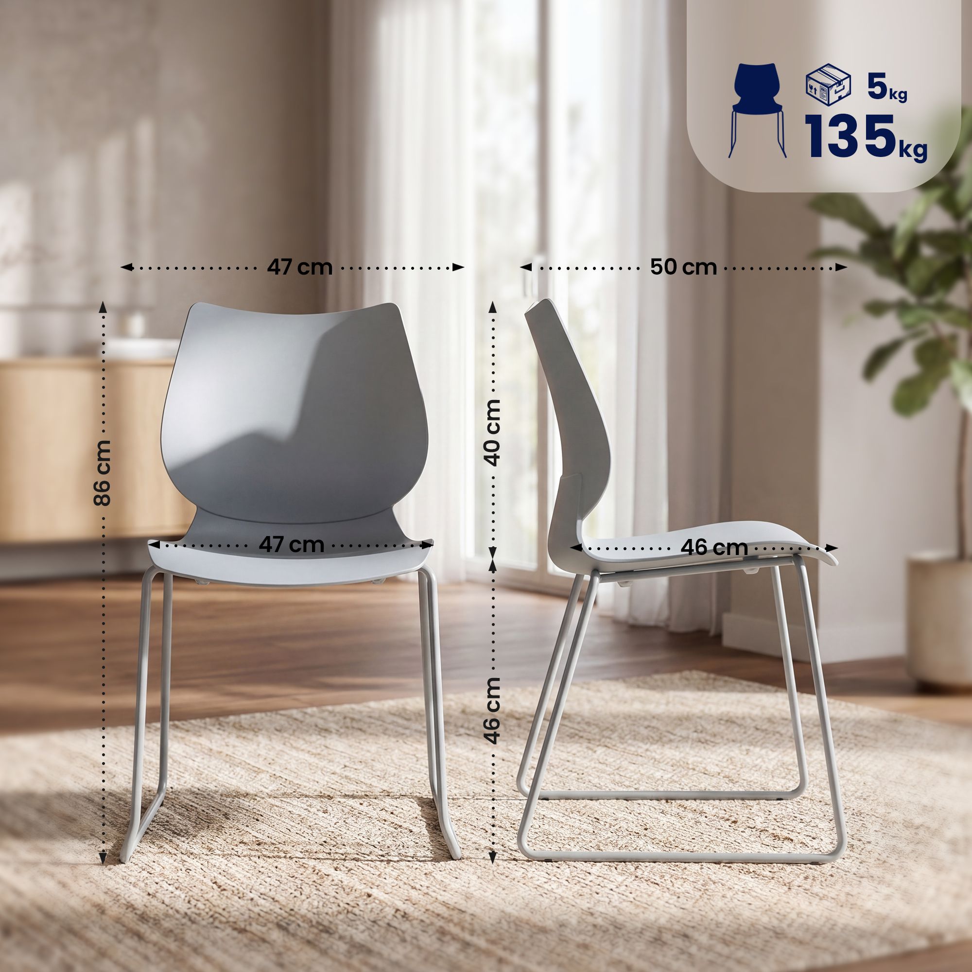 2-pack stapelbara stolar Houma