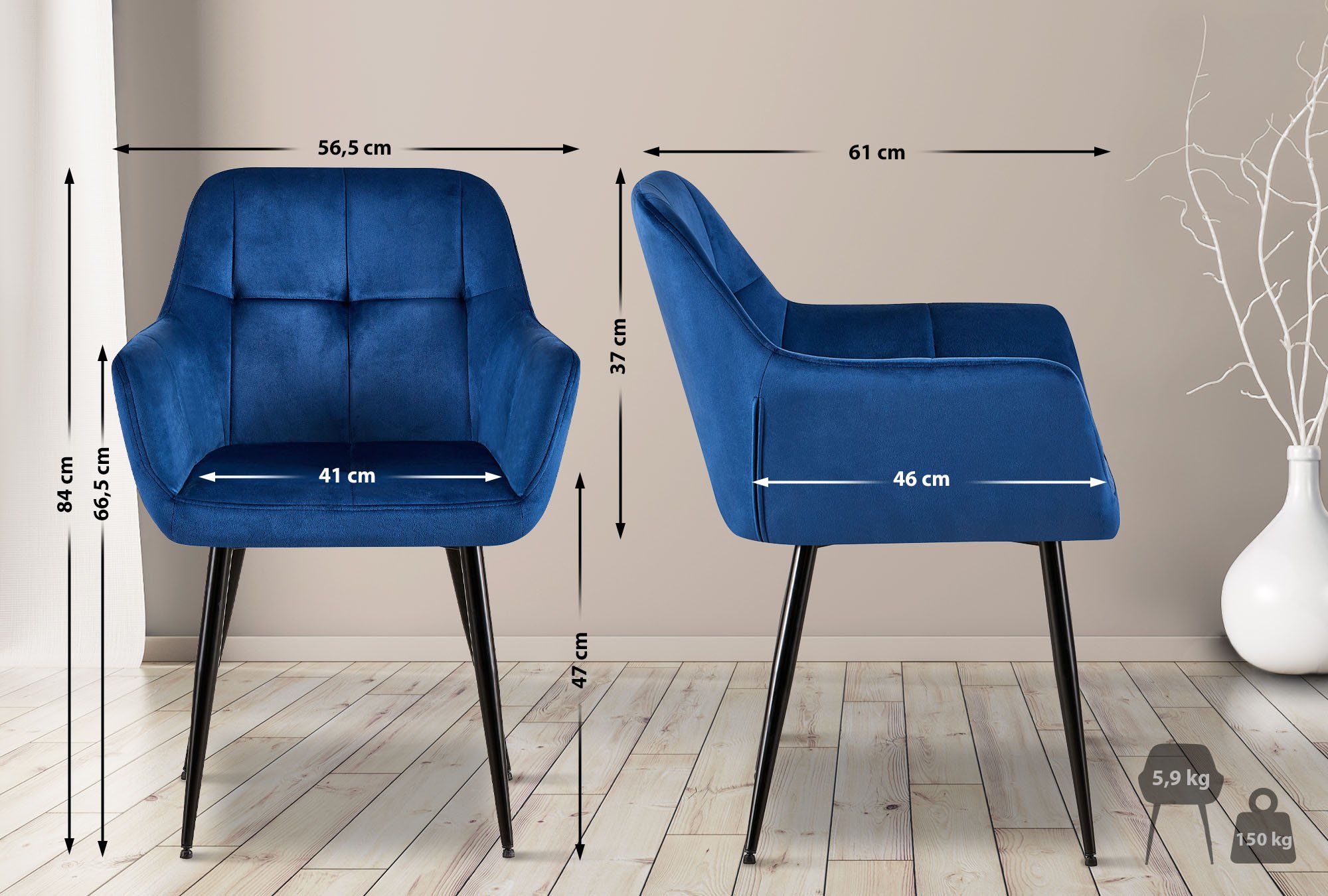 Uppsättning med 4 matstolar Emia