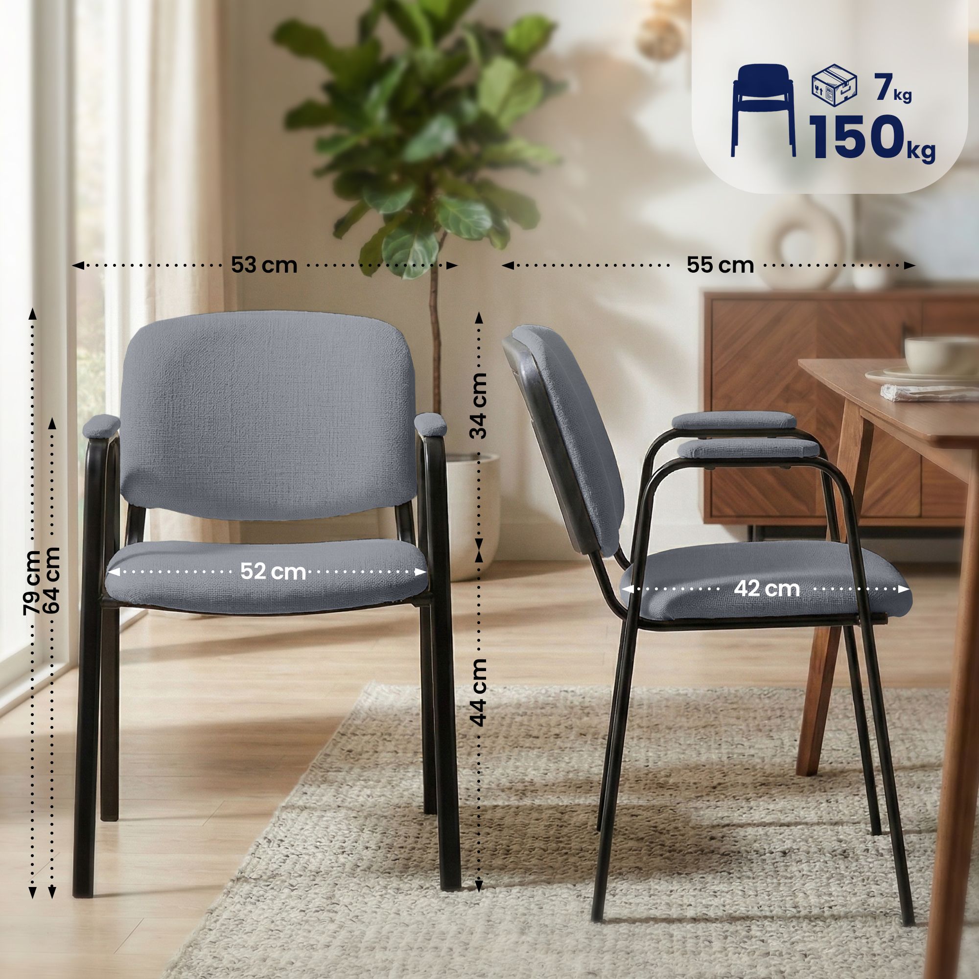 Ken Pro stapelbara stolar i tyg, 4-pack
