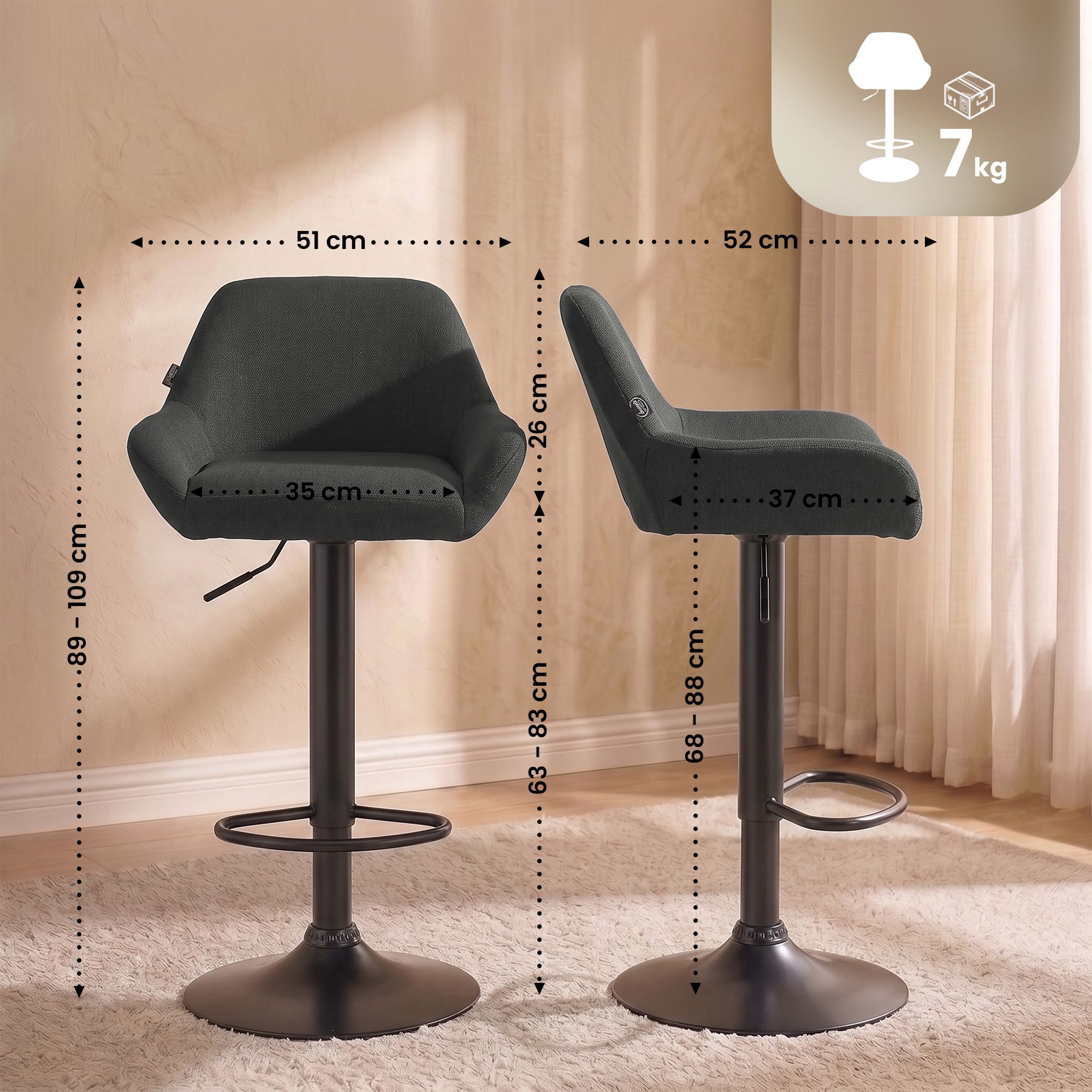 Barstol Braga tyg modern design och bekväm sits passar kök och hem