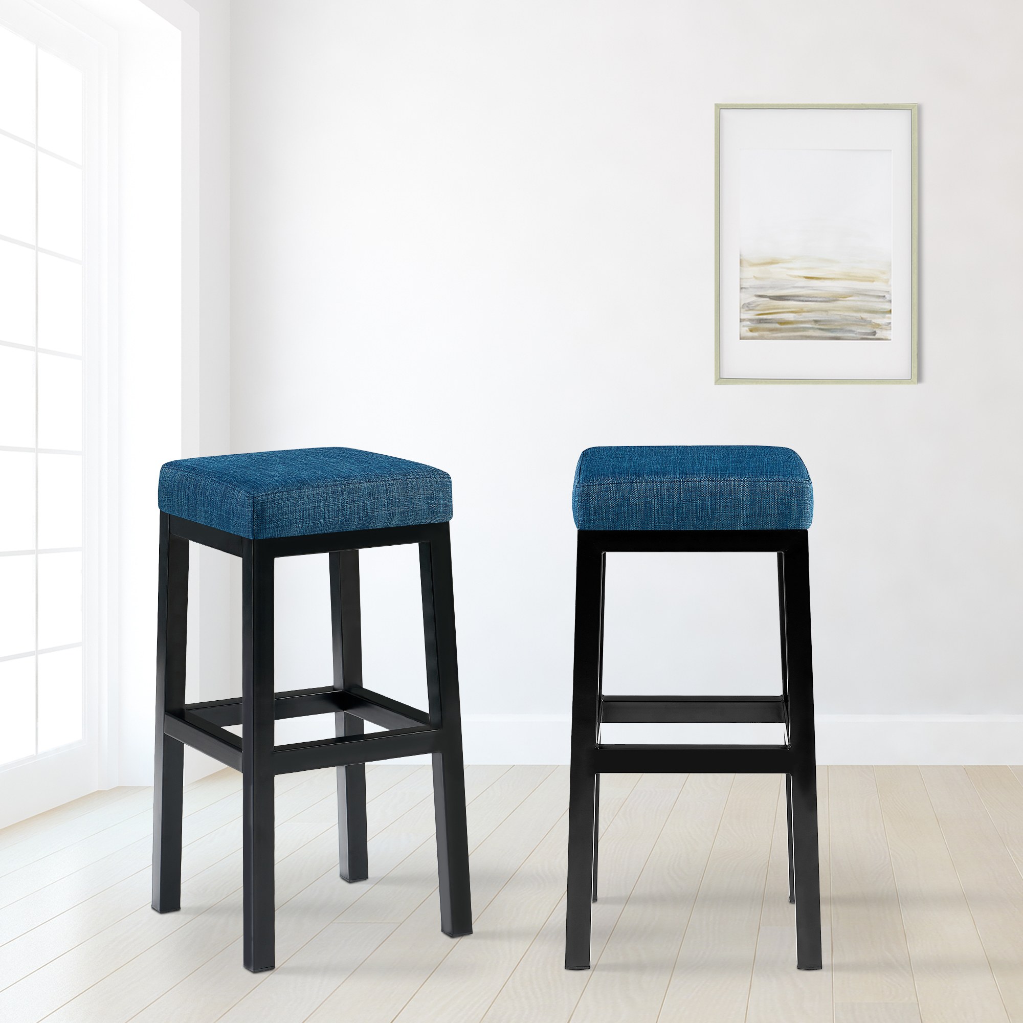 Barstol Taylor tygklädsel sitthöjd 78 cm metallram svart