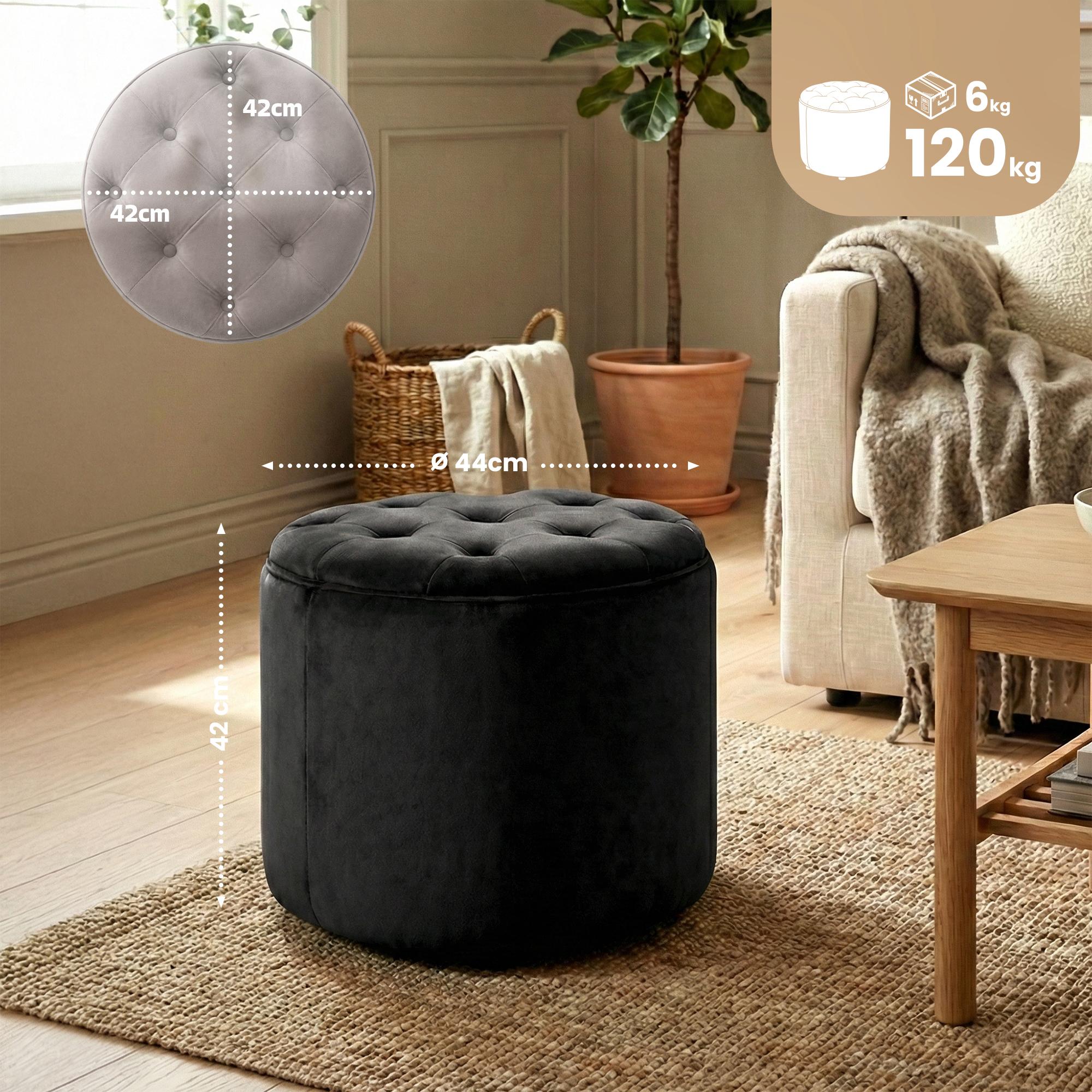 Sittpall Pantin i sammet &ndash; Stilren och bekväm extra sittplats, perfekt för vardagsrum och sovrum