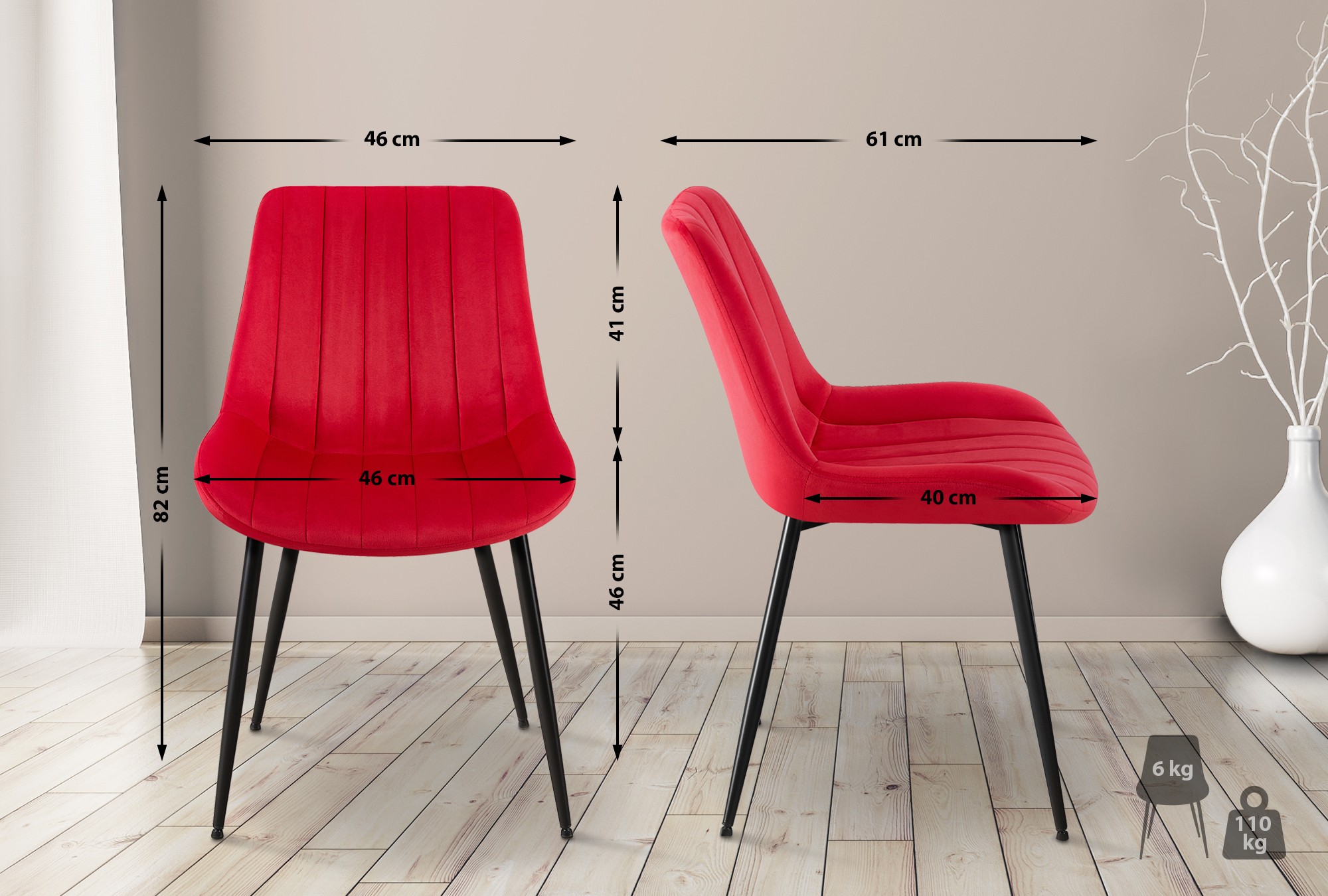 Set med 2 stolar Rahden Velvet