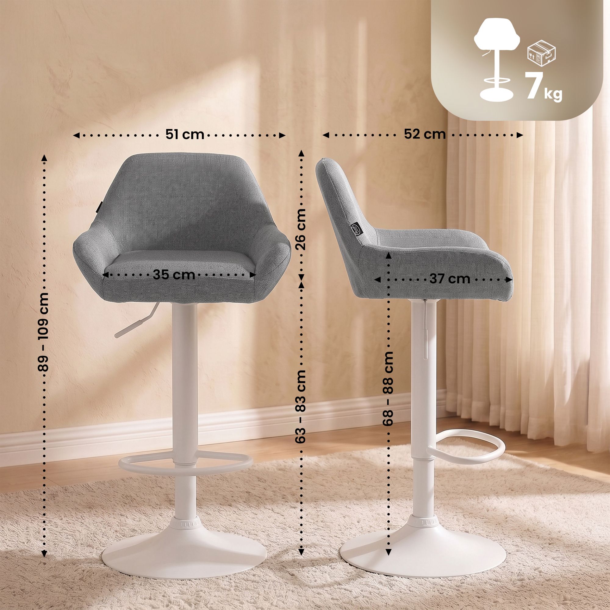 Barstol Braga tyg modern design och bekväm sits passar kök och hem