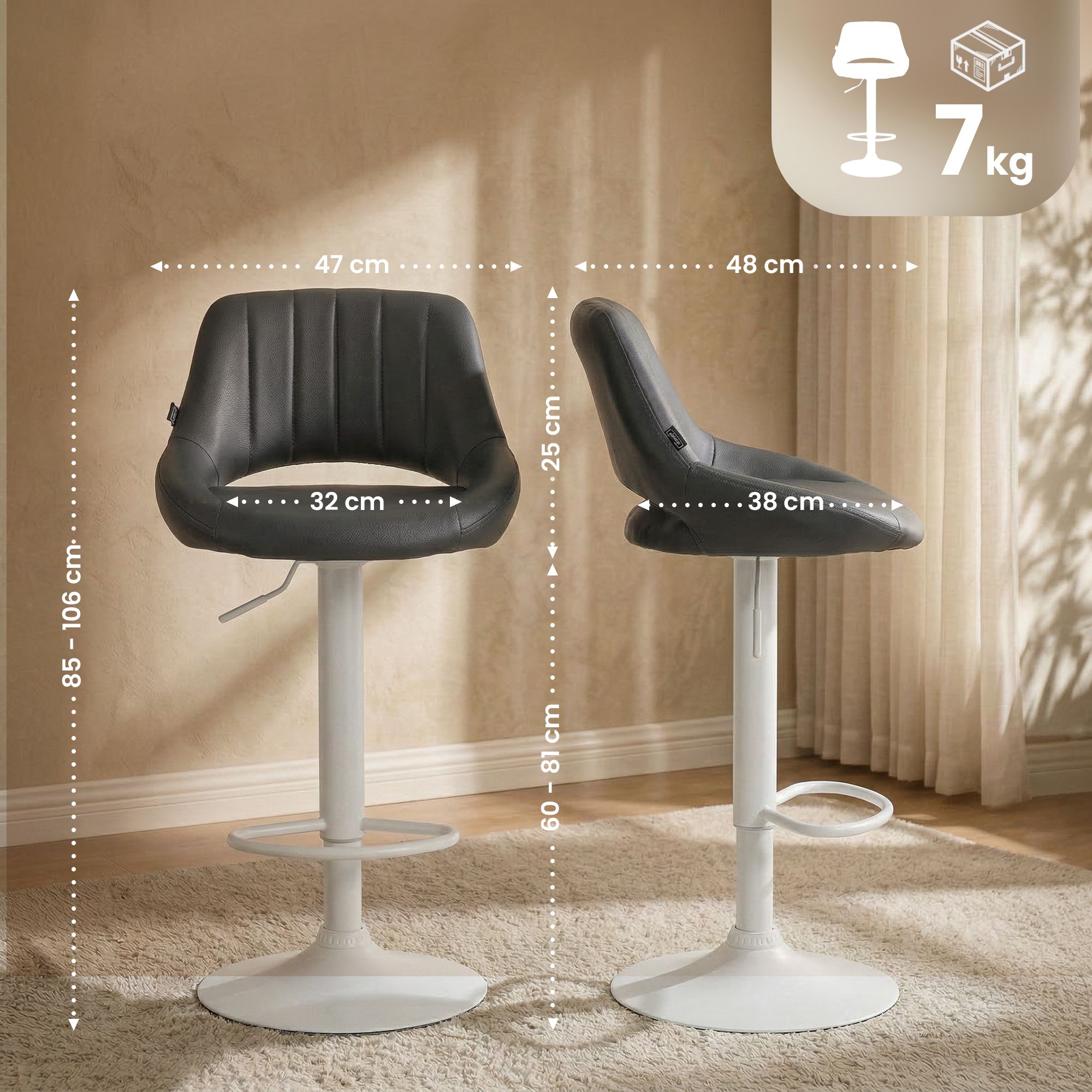 2-pack barstolar Milet i konstlader