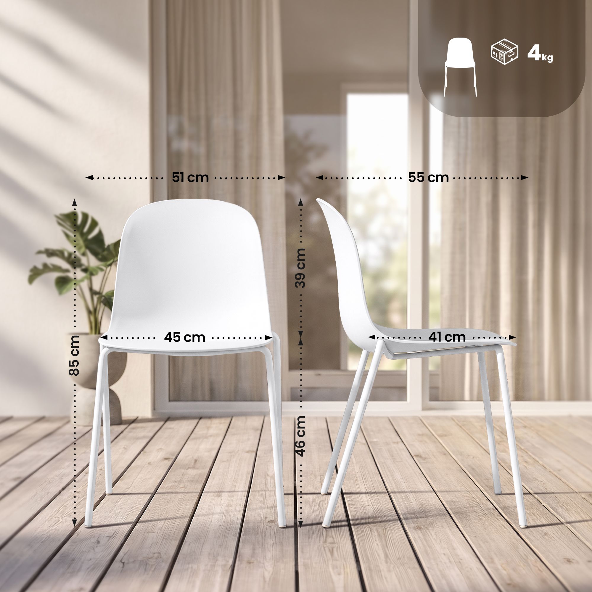 2-pack stapelbara stolar Hardin