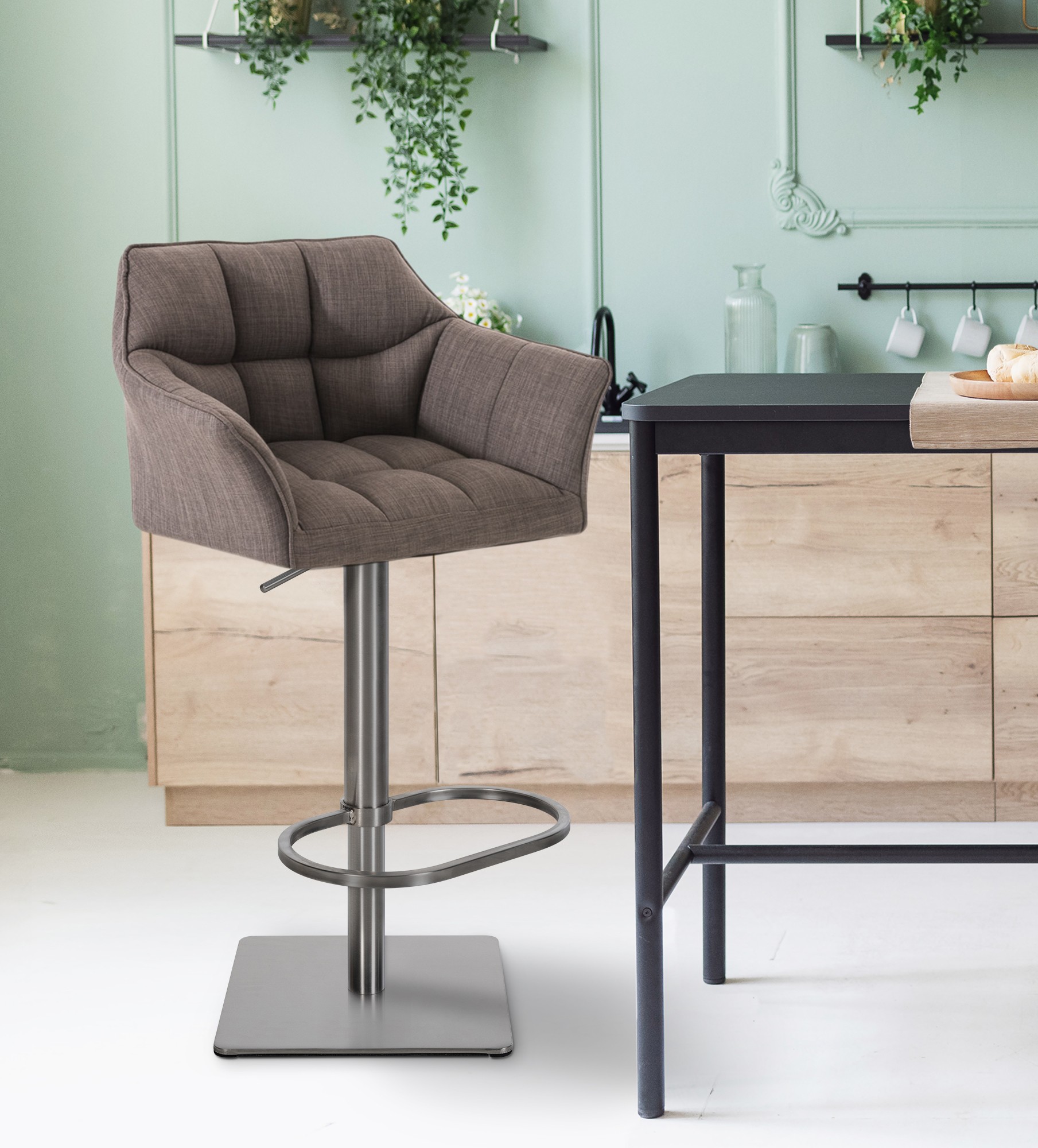2-pack barstolar Damaso med tygkladslel
