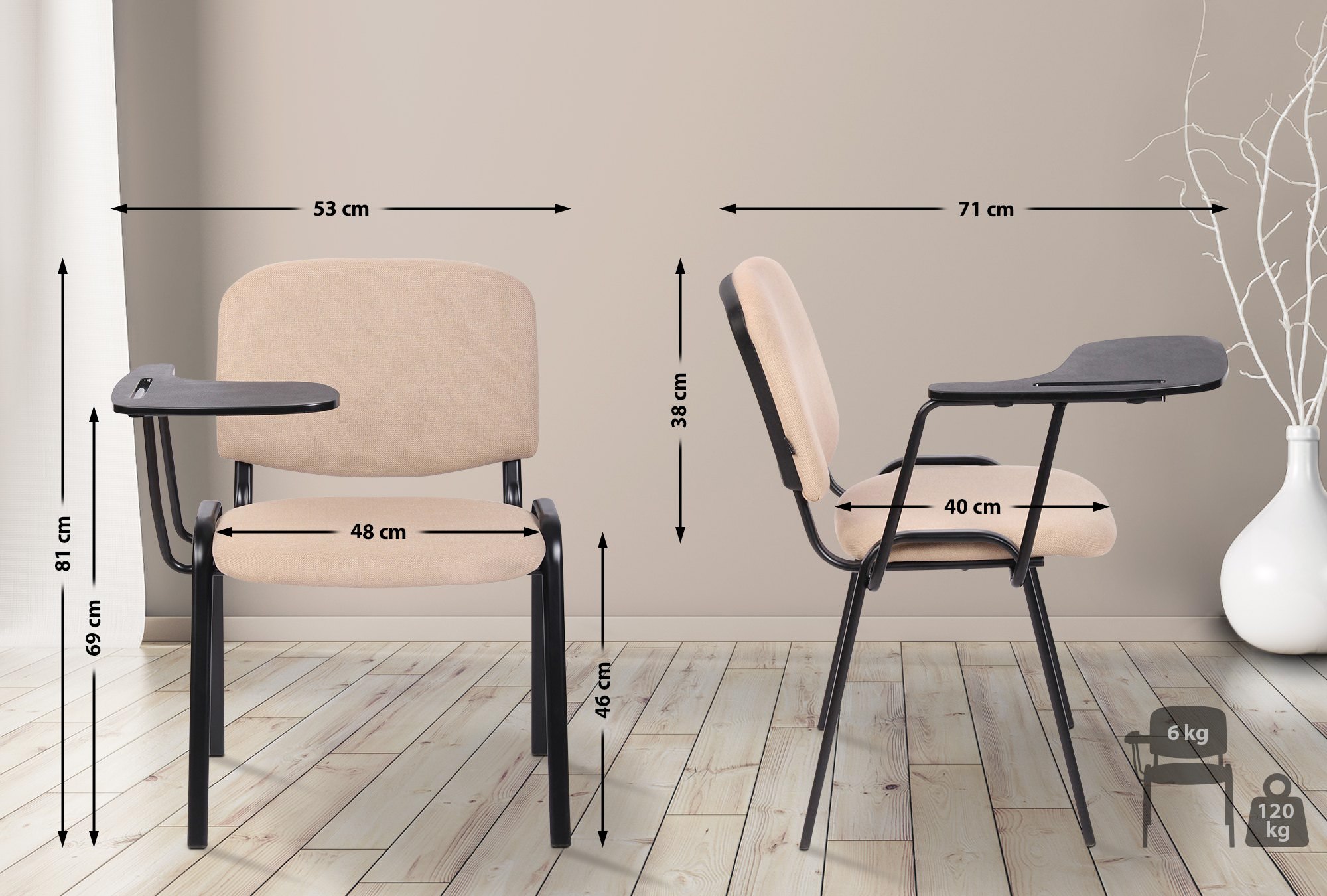 Set om 4 Ken-stolar med hopfällbart bord tyg