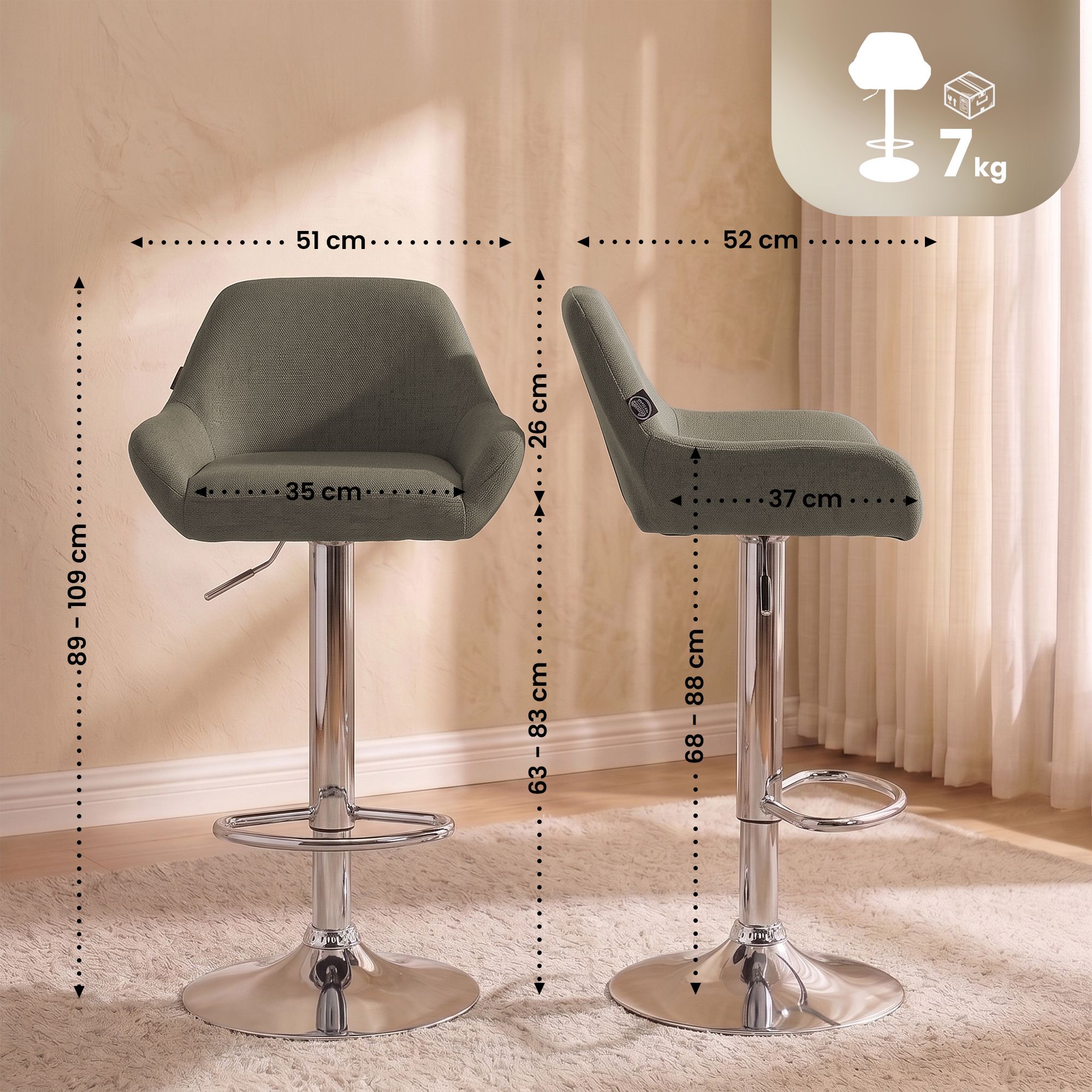 Barstol Braga tyg modern design och bekväm sits passar kök och hem