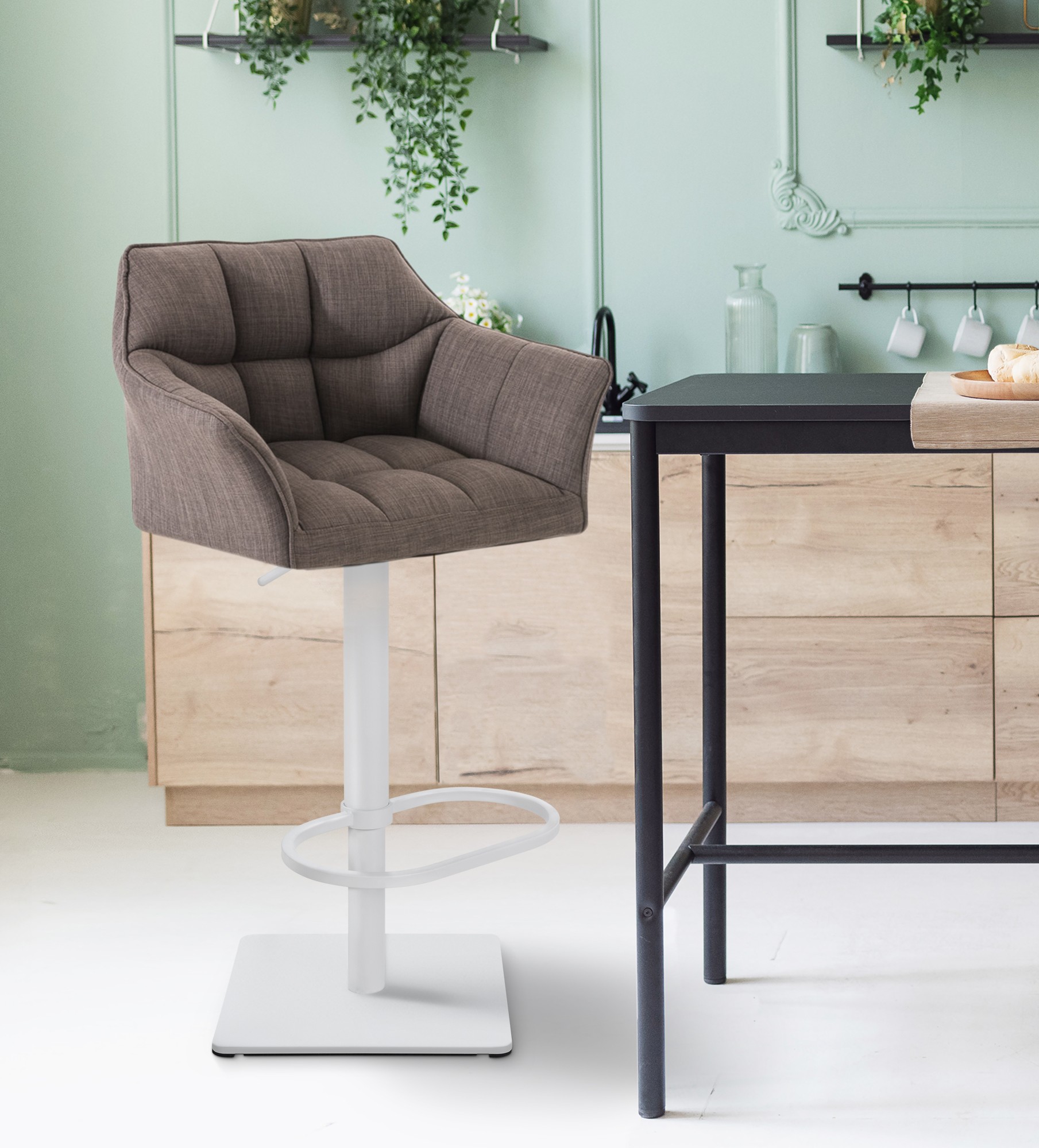 2-pack barstolar Damaso med tygkladslel