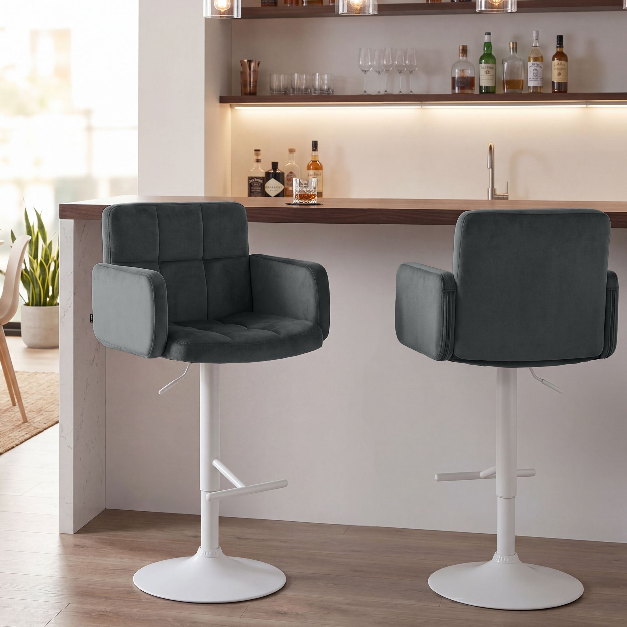 Set med 2 barstolar Los Angeles sammet