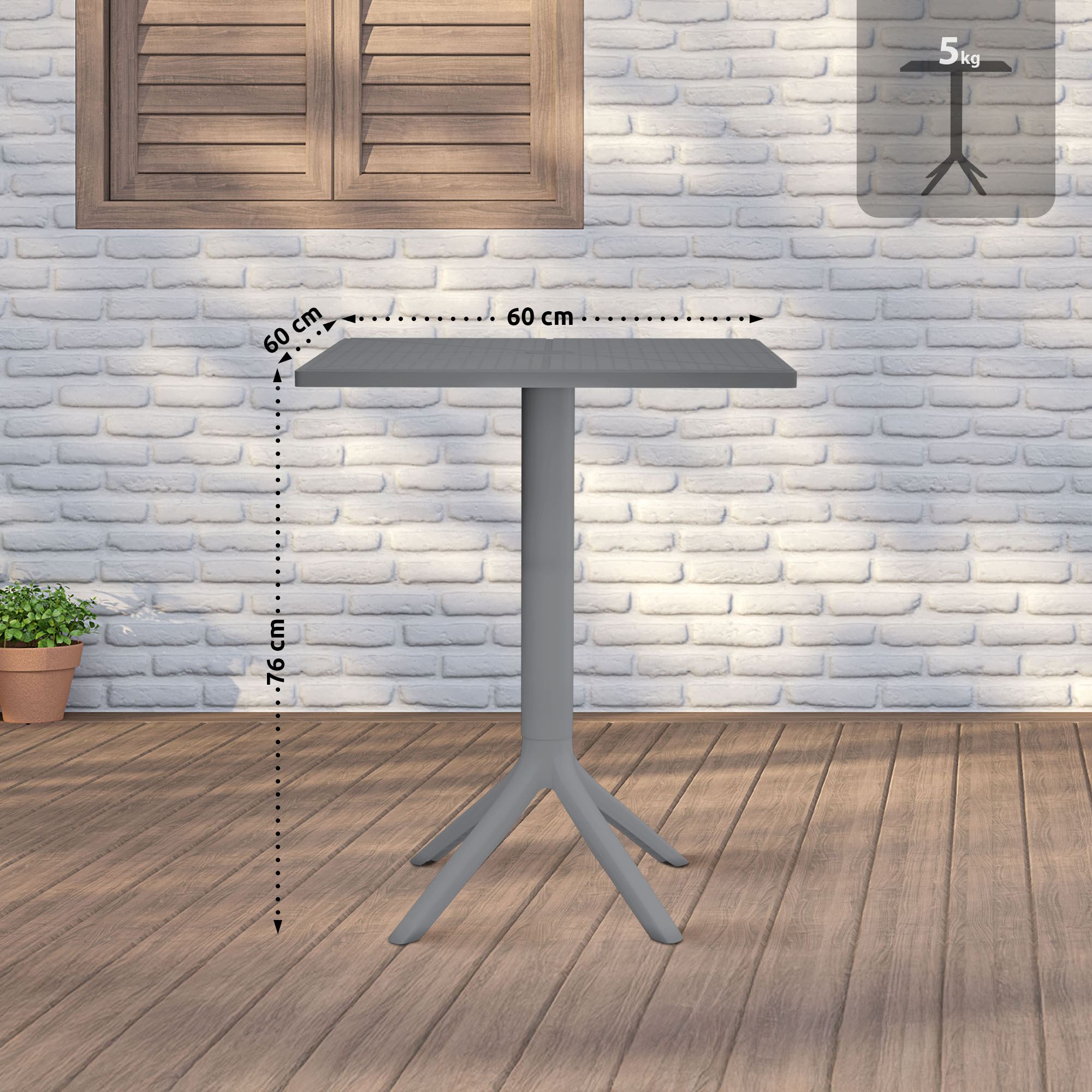 Trädgårdsbord Nuvela 60 x 60 cm ? Väderbeständig, UV-resistent, lättskött