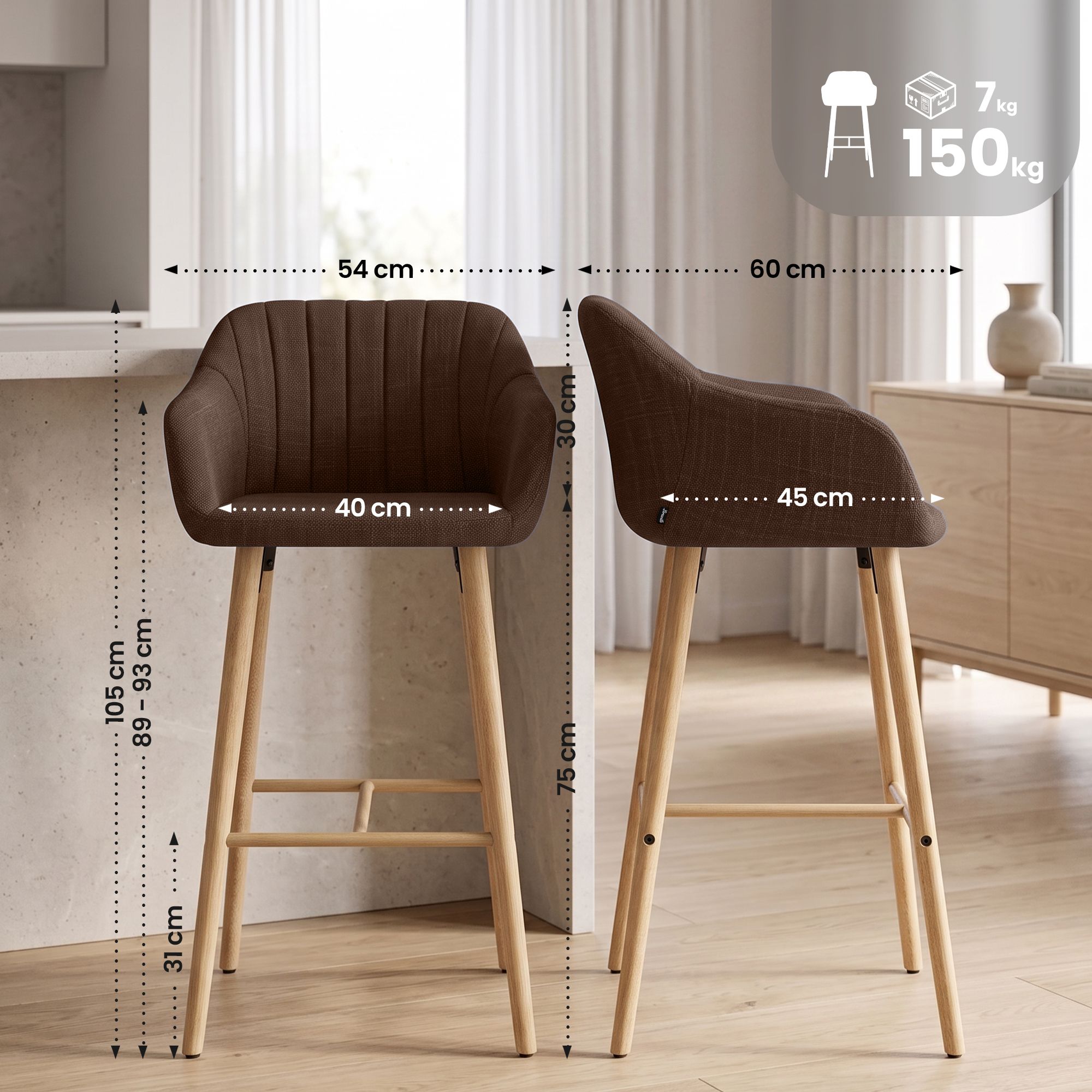 Barstol Ando i tyg &ndash; modern design, bekväm sits och stabil ram för stilfulla hem och barer