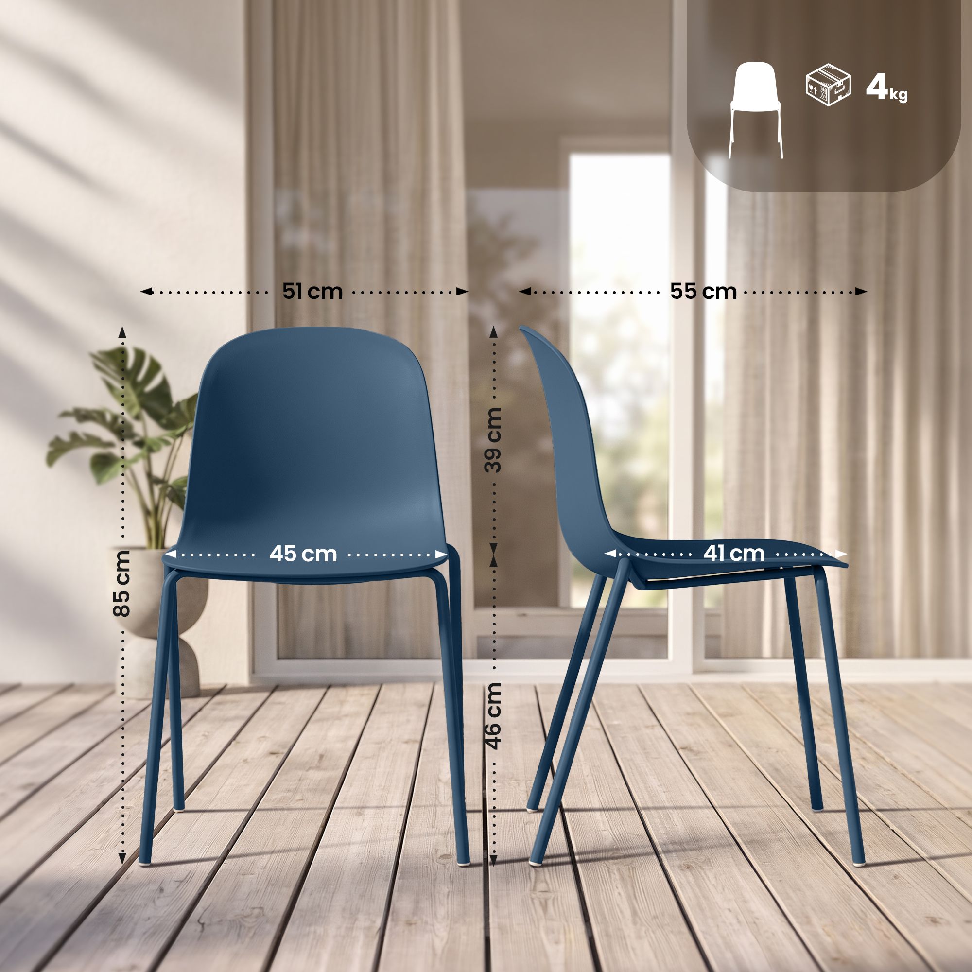 2-pack stapelbara stolar Hardin