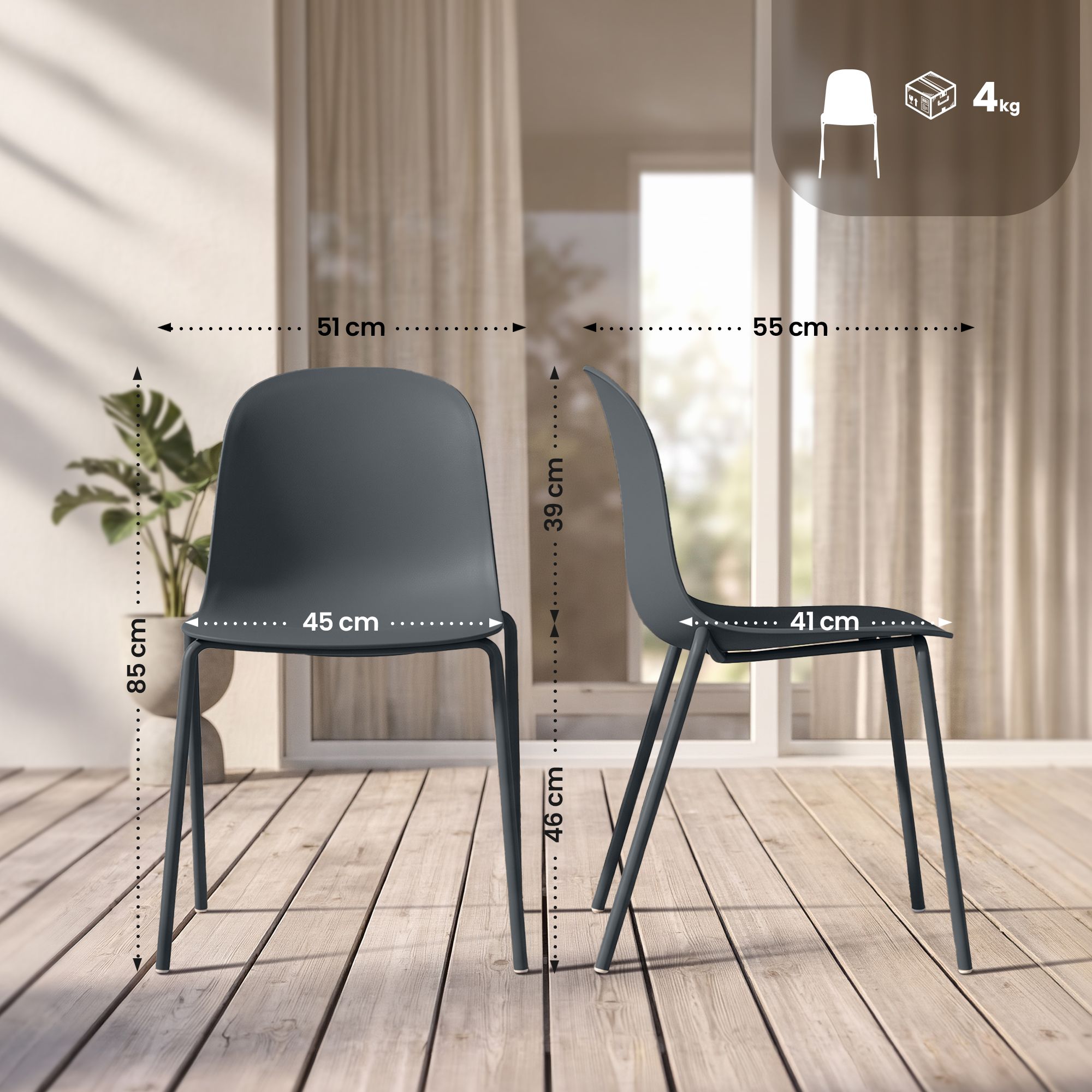 2-pack stapelbara stolar Hardin
