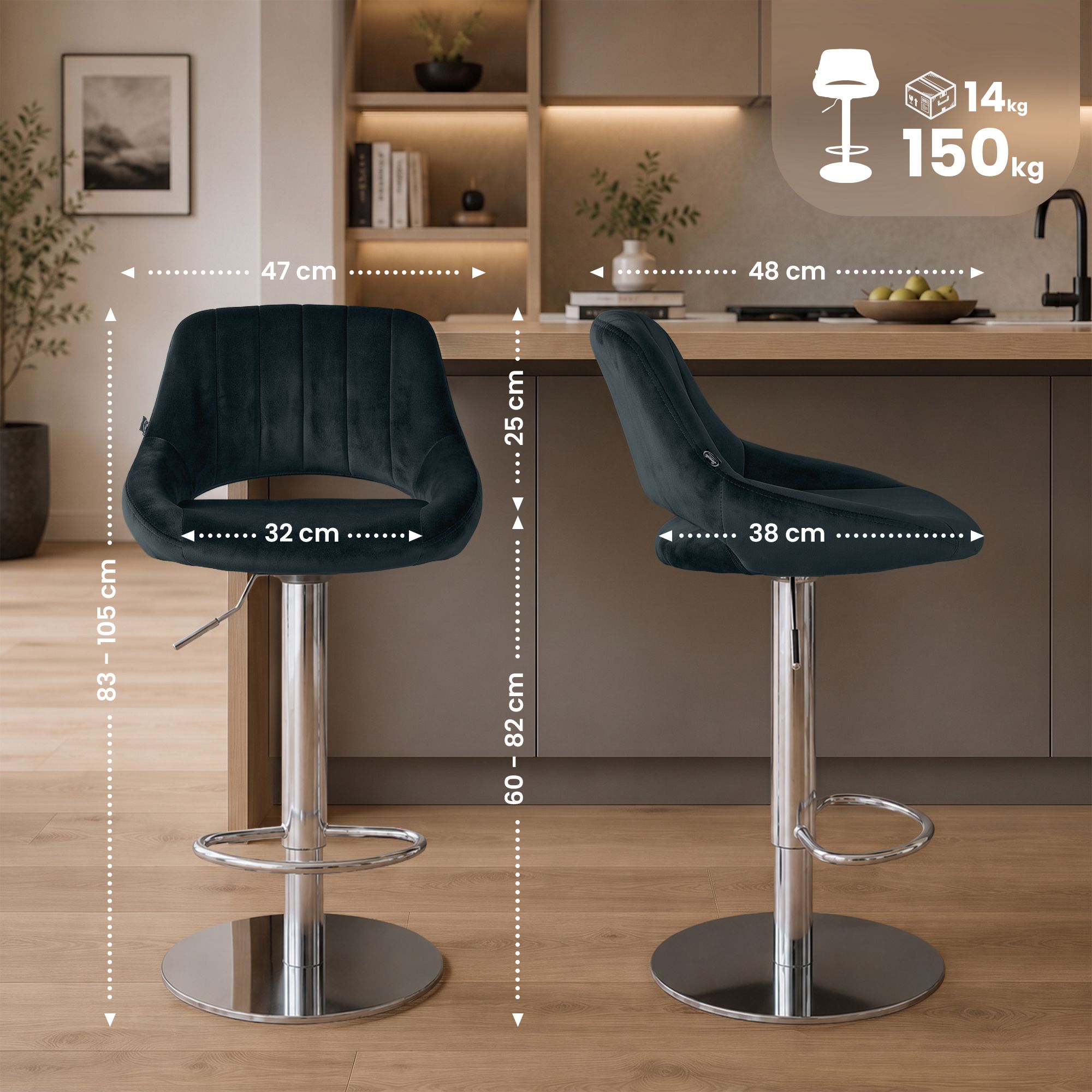 Barstol Milet med stabilt stativ i krom?