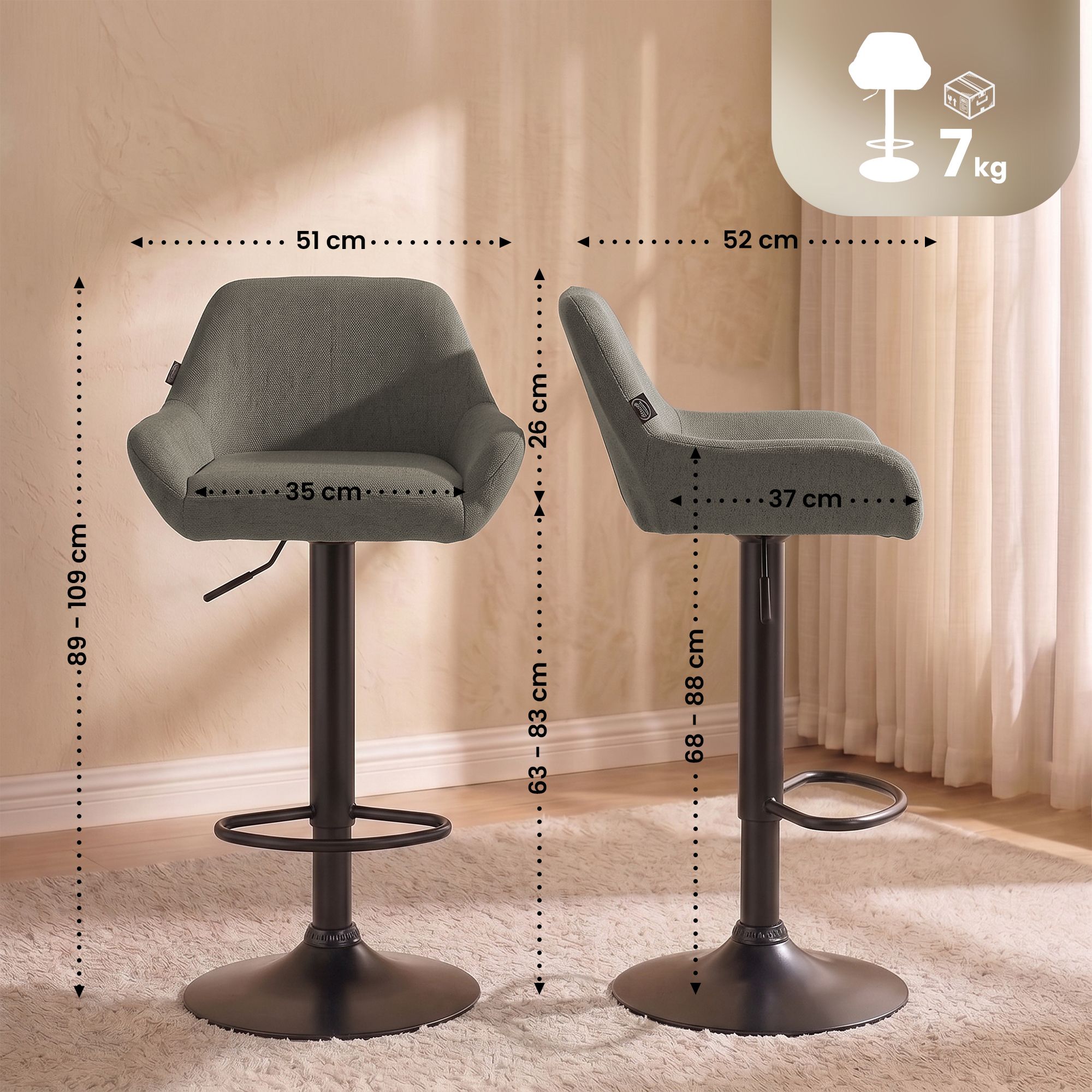 Barstol Braga tyg modern design och bekväm sits passar kök och hem