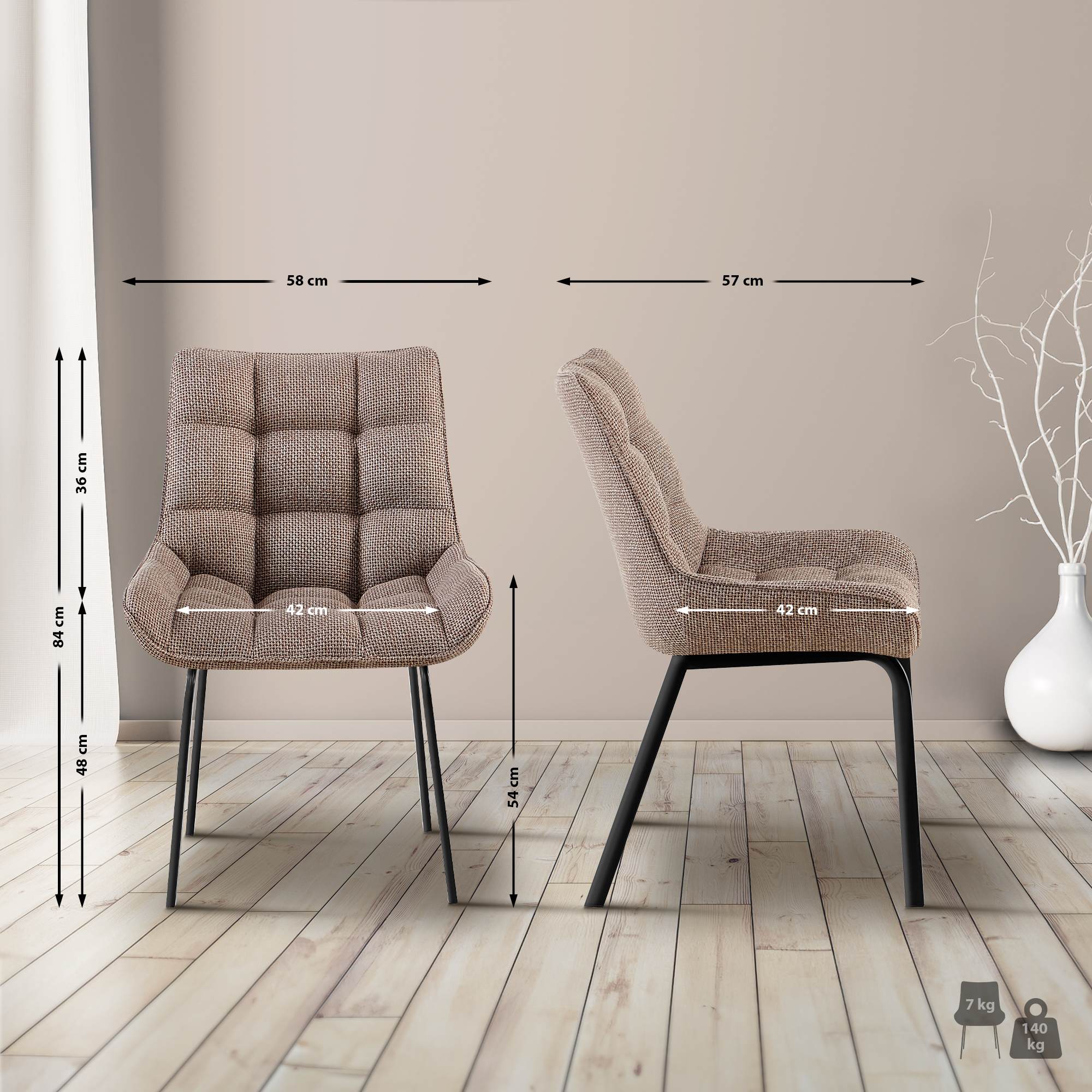 Uppsättning av 4 matstolar Saranda Fabric