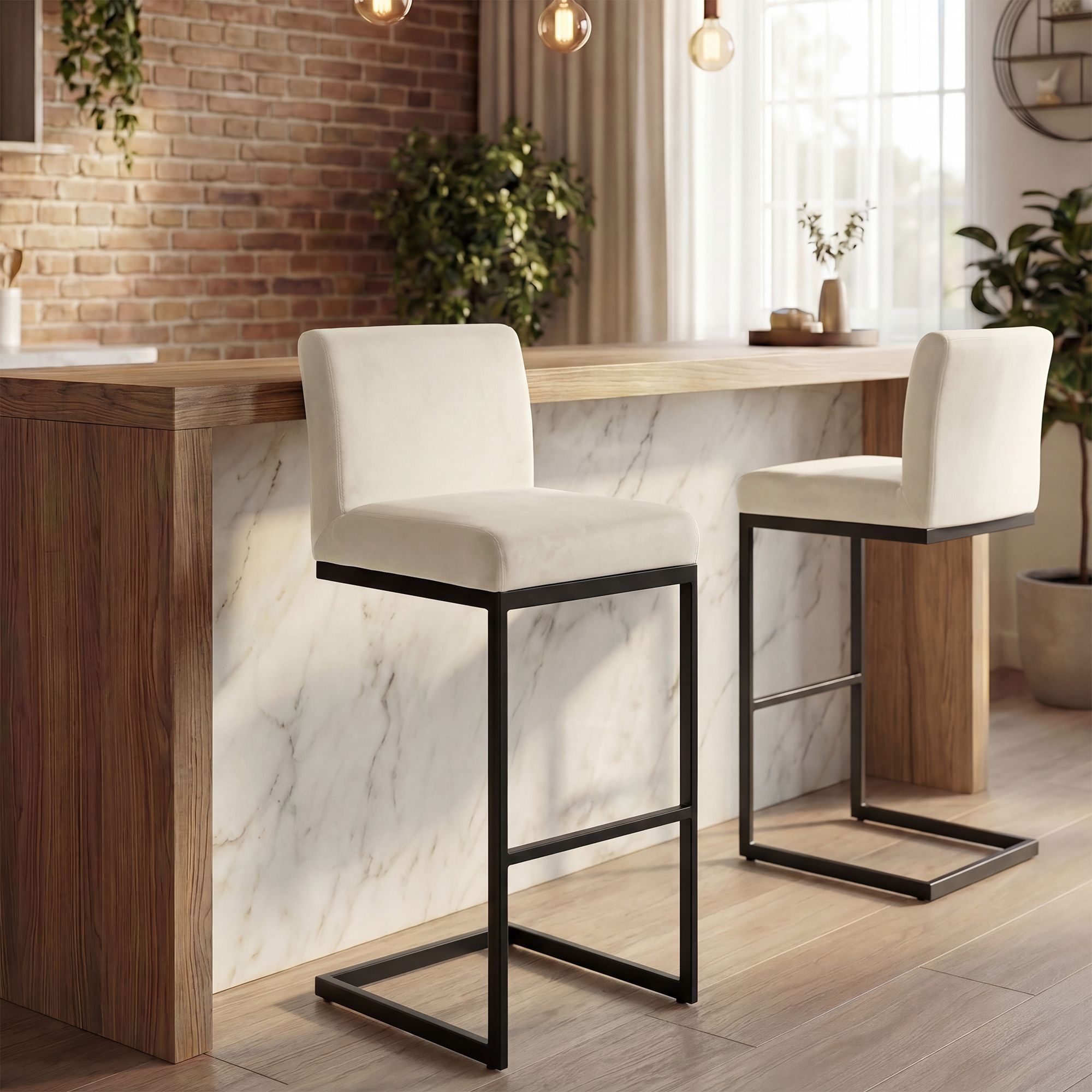 2-pack barstolar Hopewell i sammet